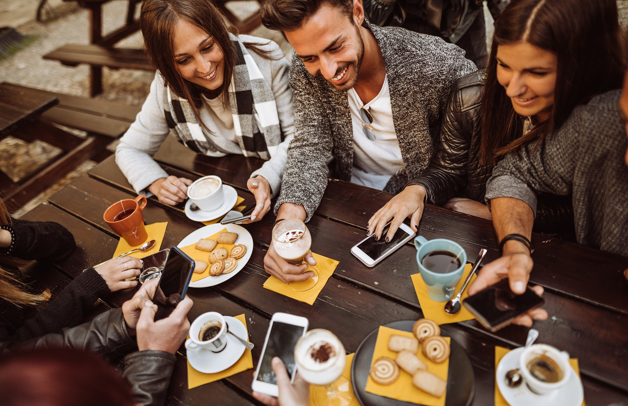 correct the sentence Most of the time we simply meet up at a cafe have a cup of coffee and some casual conversation We also enjoy having dinners together to savour good food and share stories