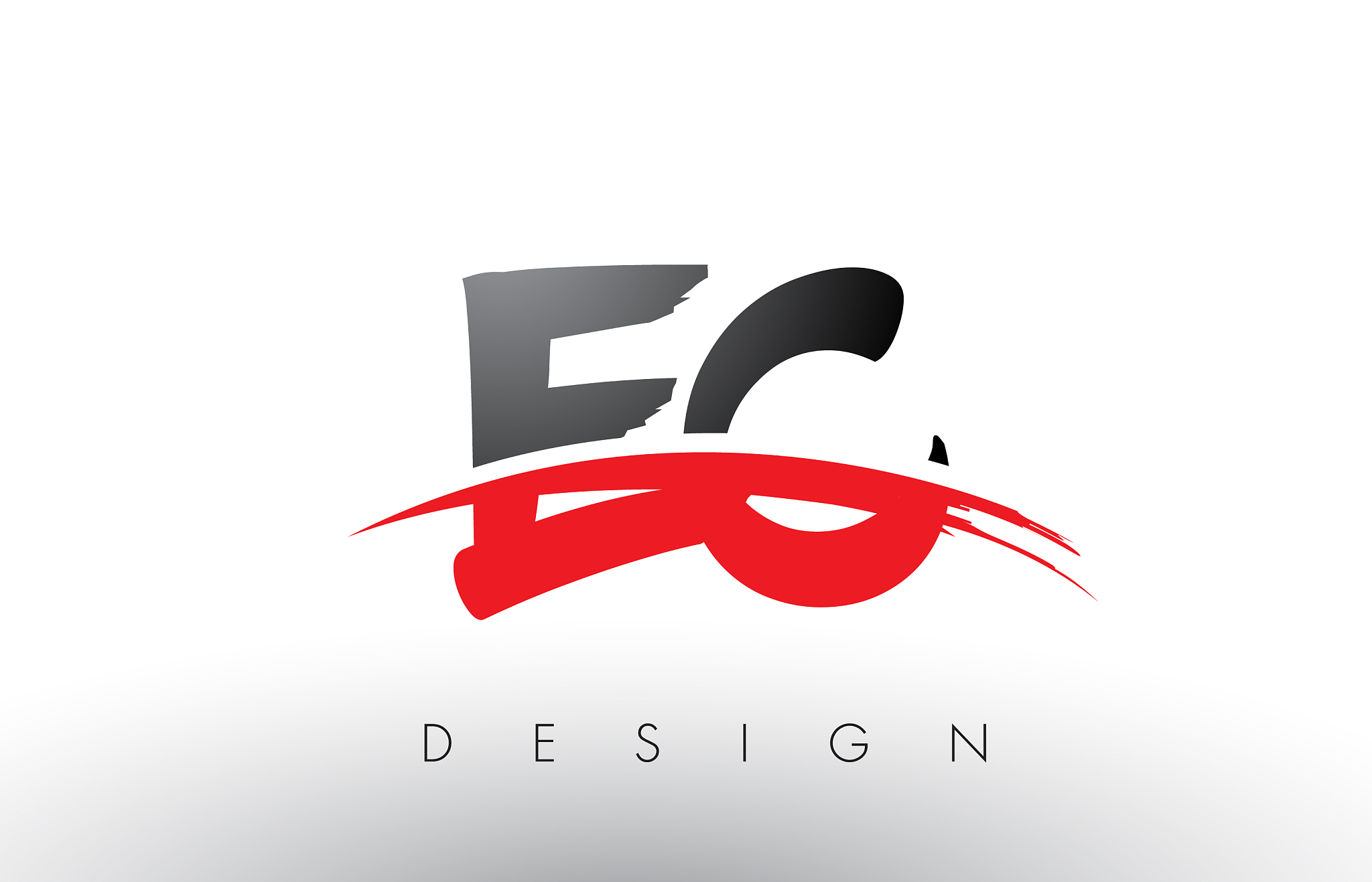ec e c brush logo letters with red and black