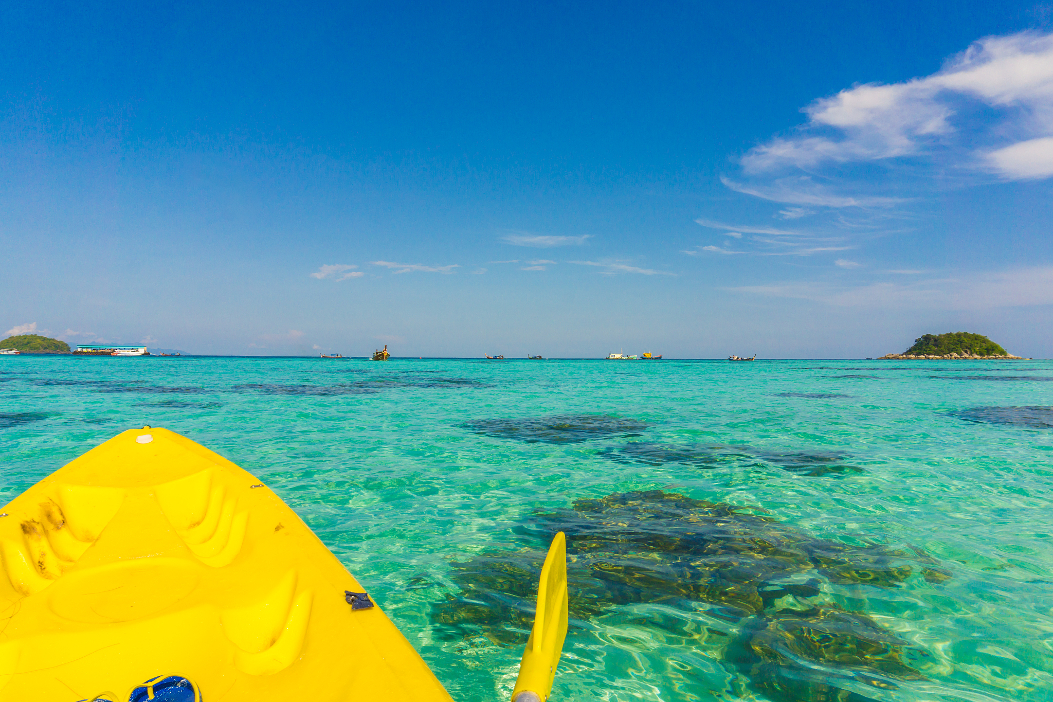 in front of kayaking, sea at lipe island