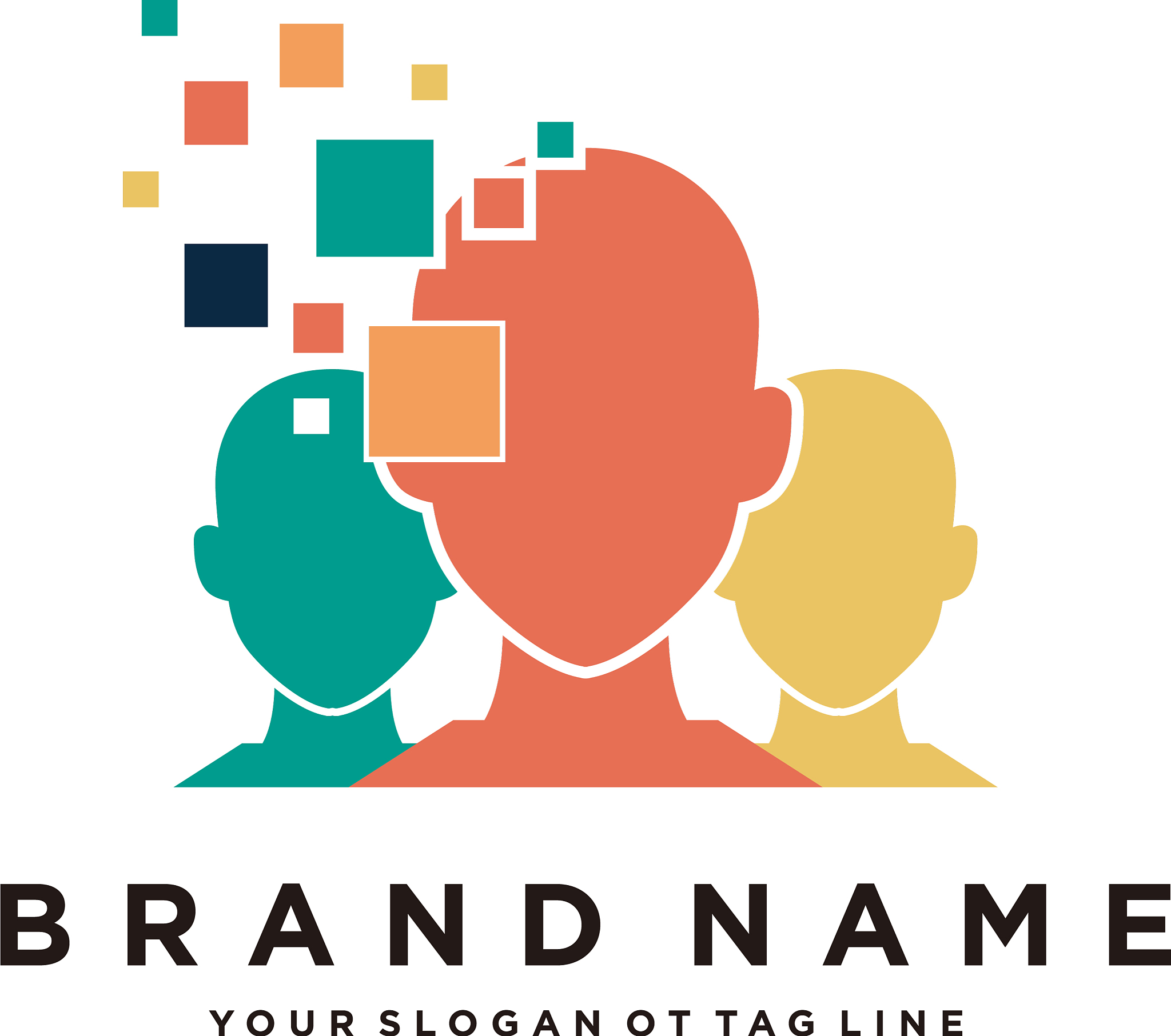 people pixel logo design t