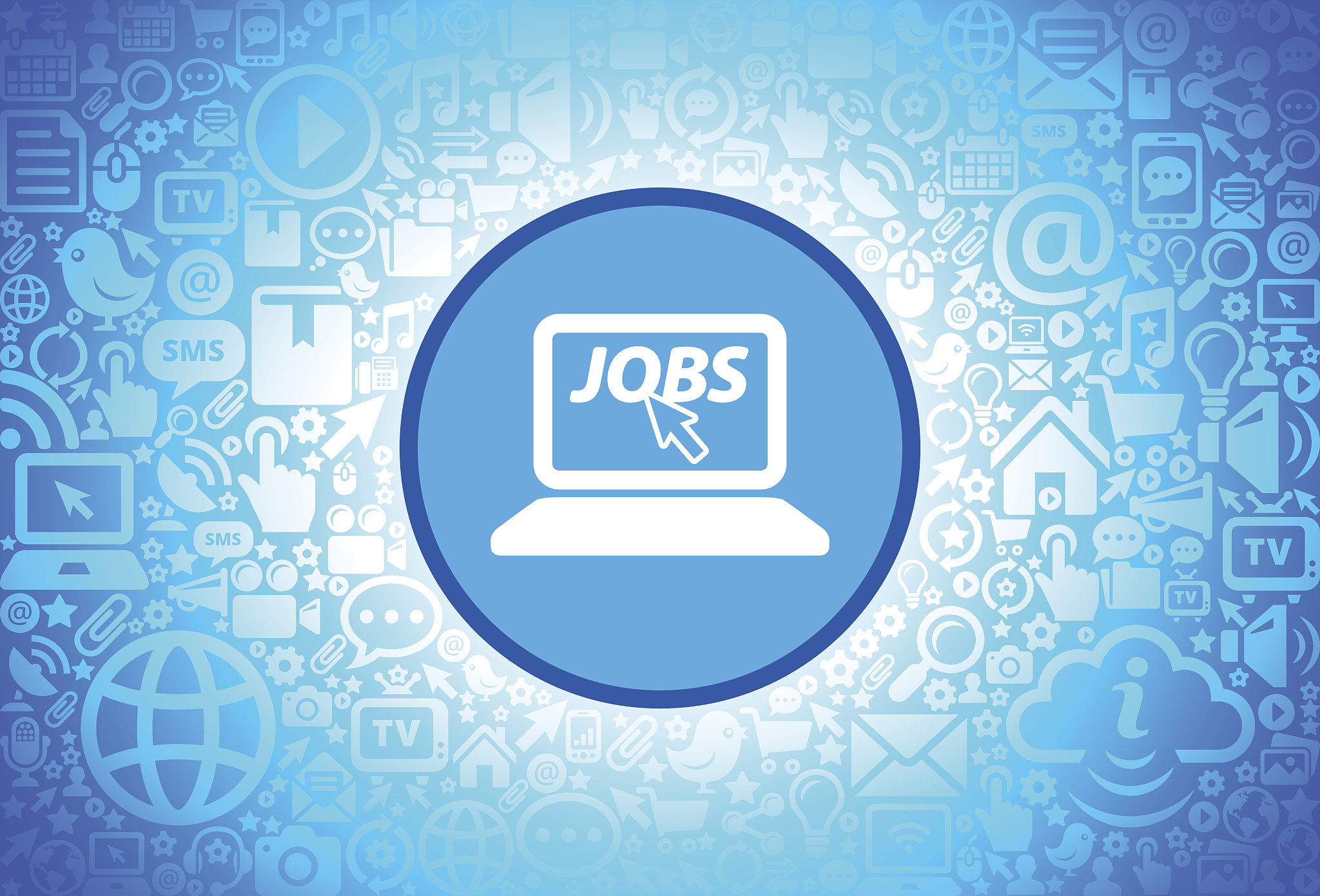 online job search icon on internet technology background