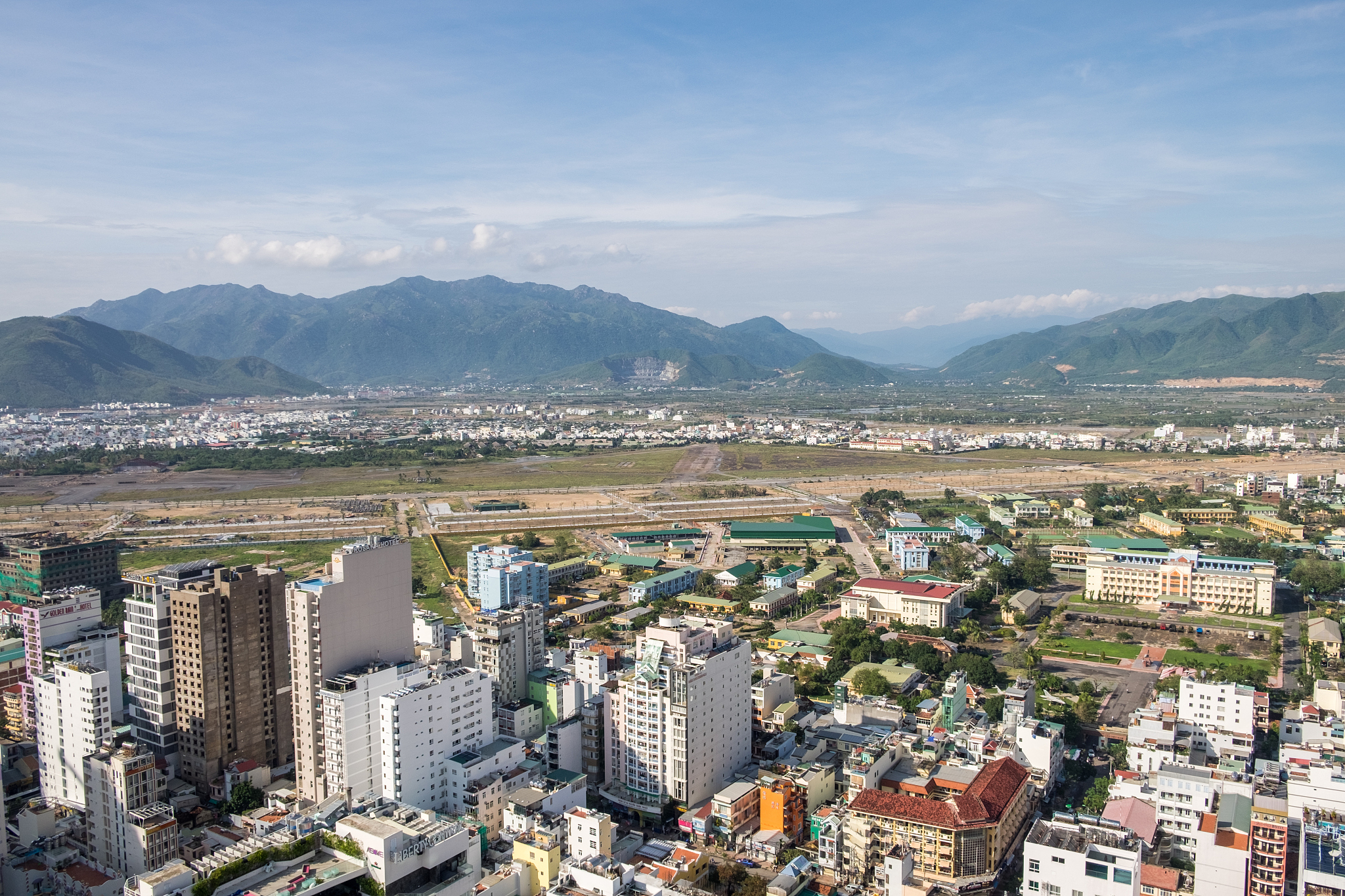aerial view of skyline nha trang city, vietnam