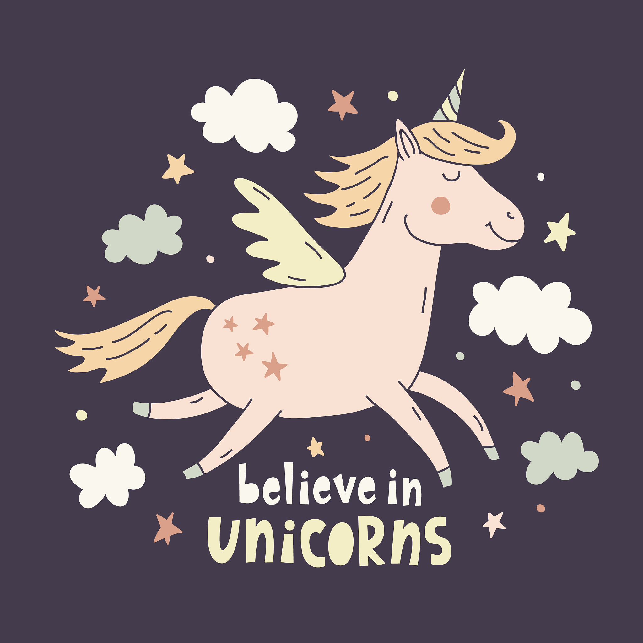 hand drawn unicorn cute poster