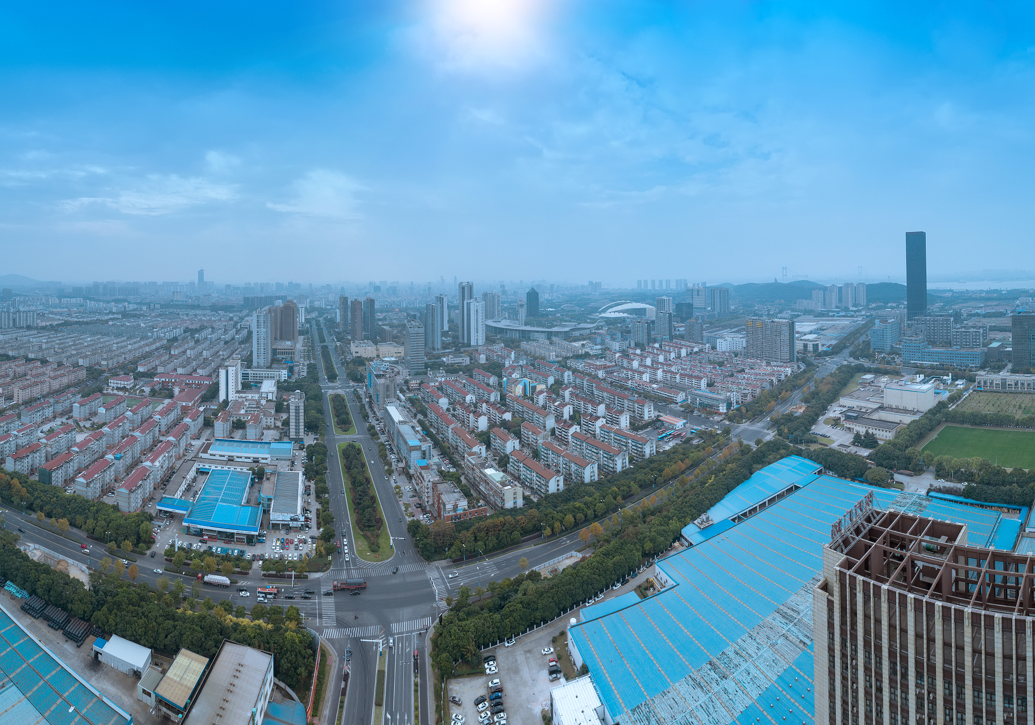 aerial jiangyin city center