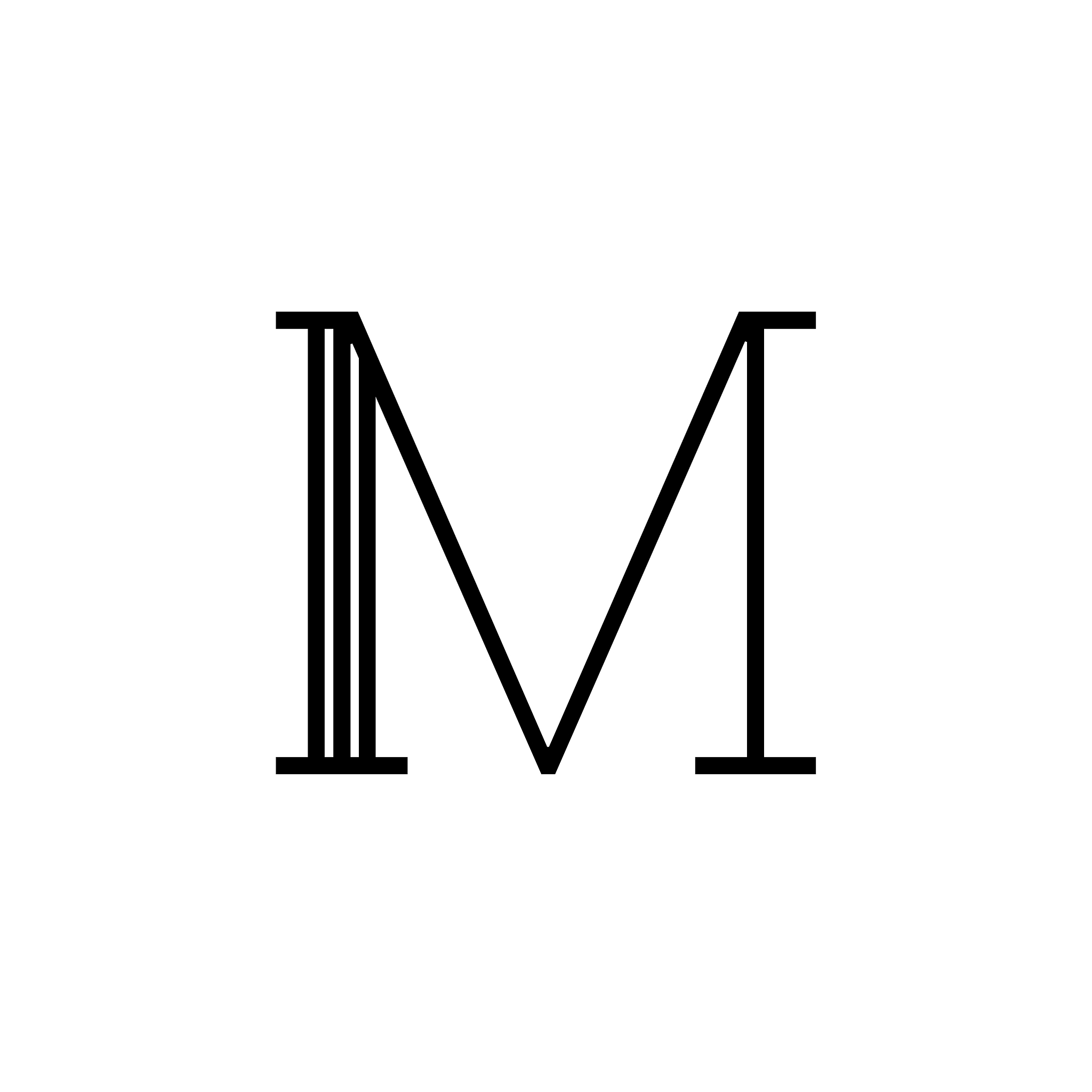 classical letter m lines black and white