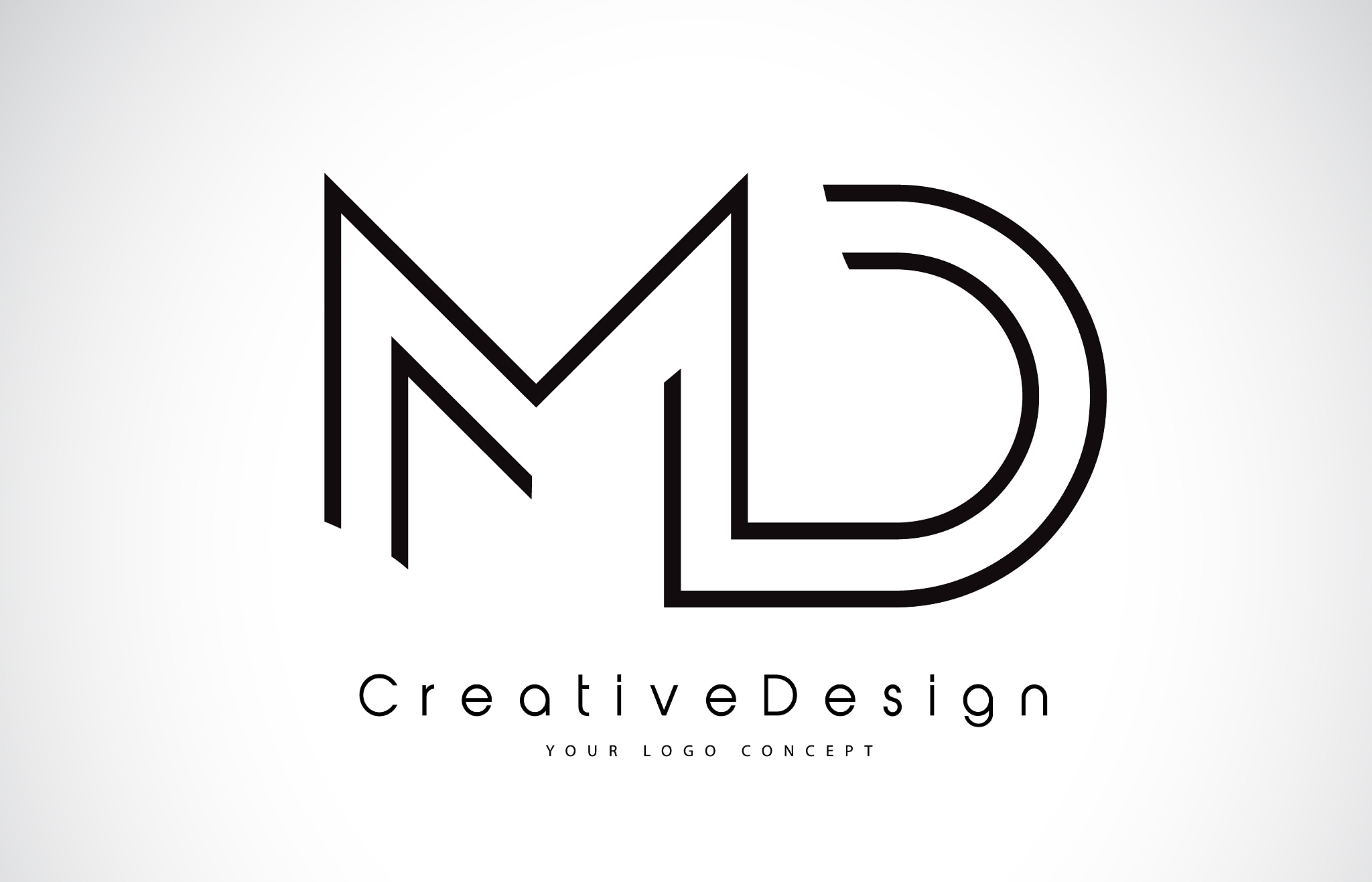 md m d letter logo design in black colors
