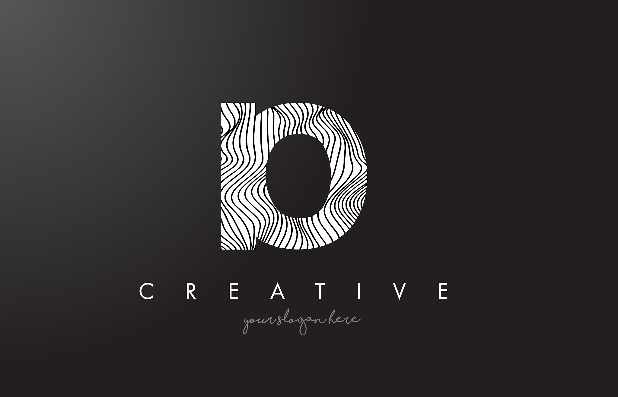 io i o letter logo with zebra lines texture