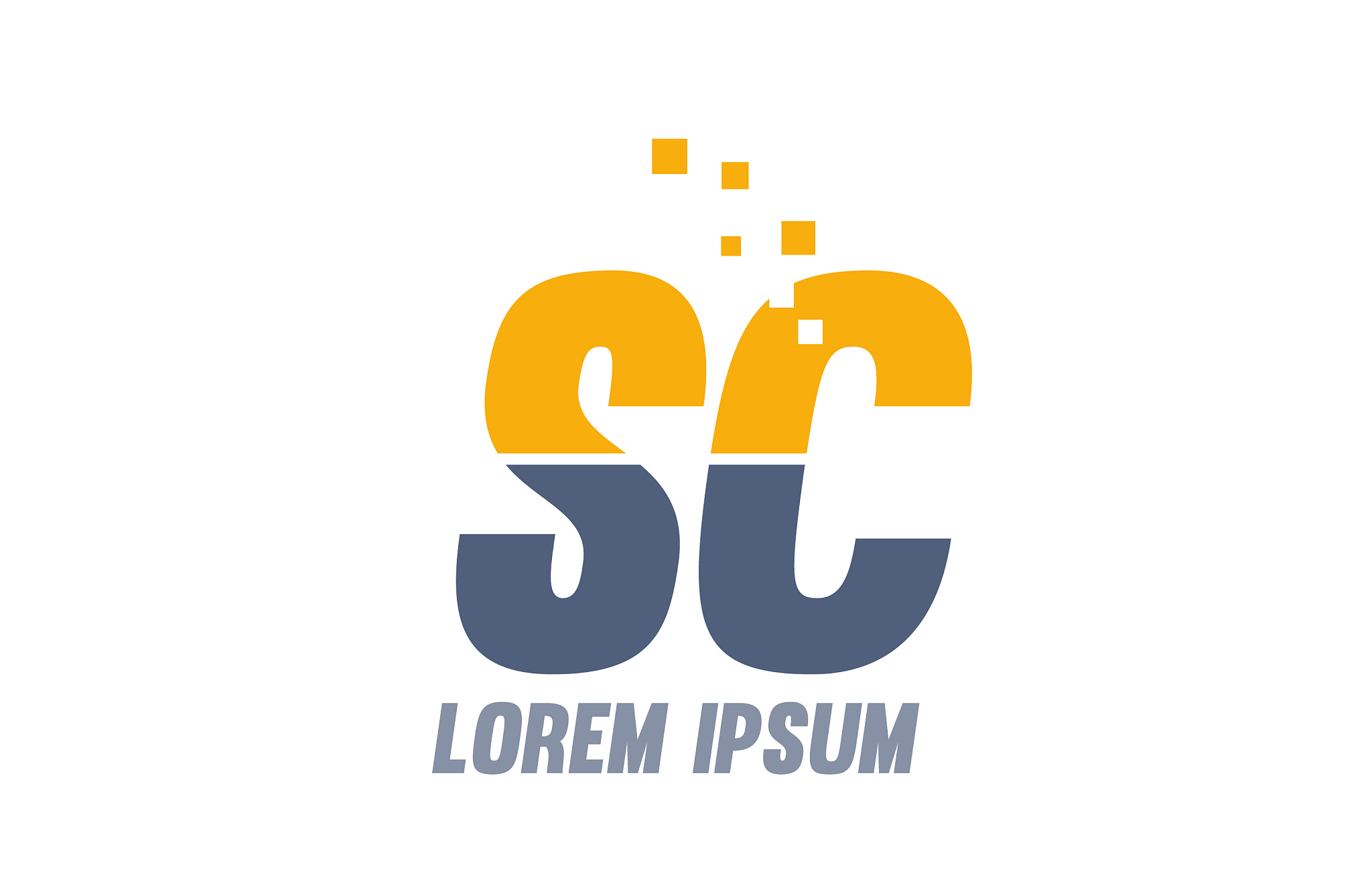 yellow blue sc s c alphabet letter logo company