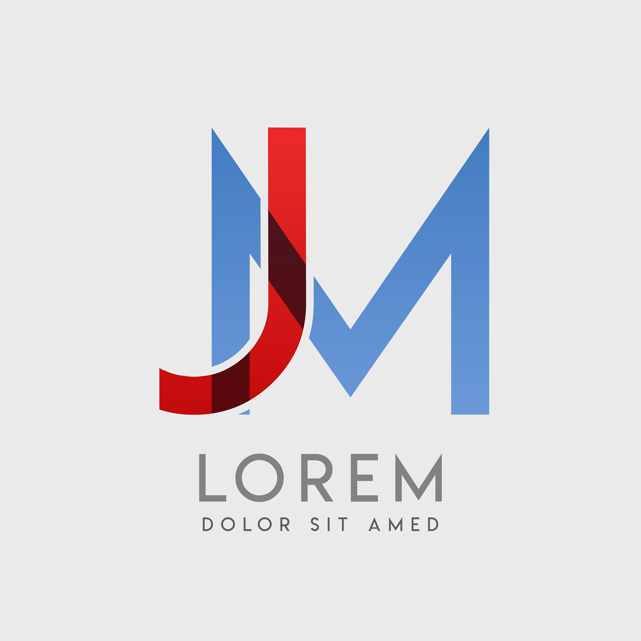 jm logo letters with blue and red gradation