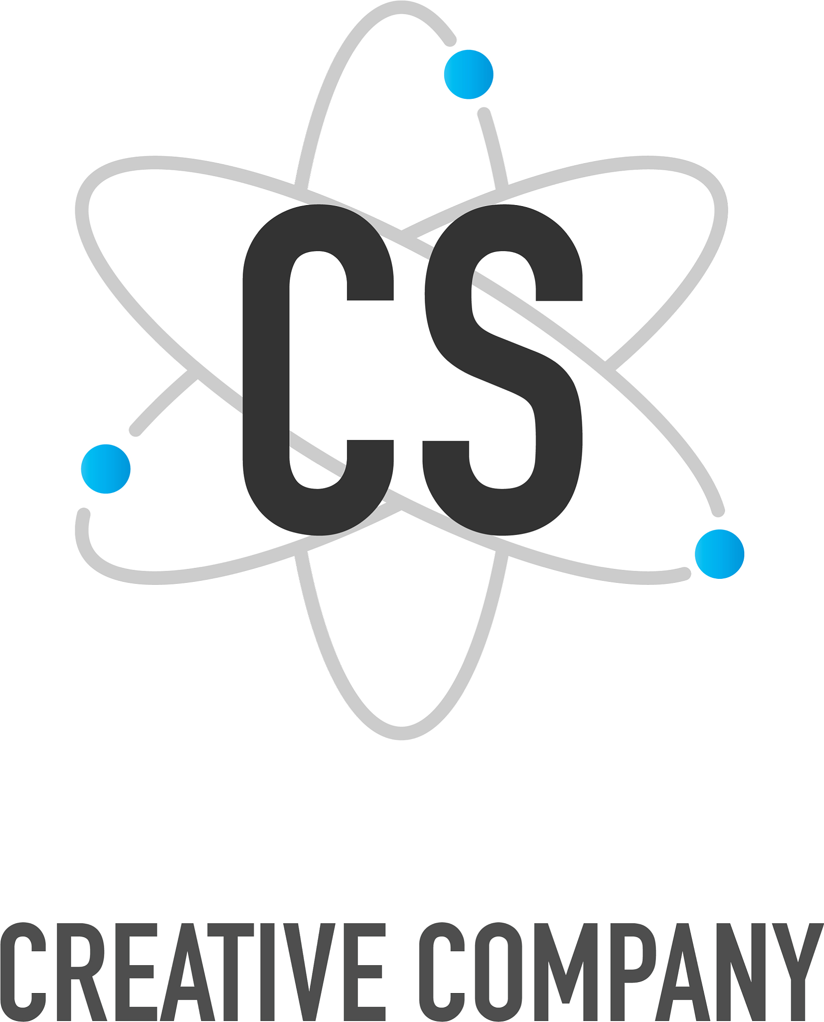 initial letter cs atom neutron design logo