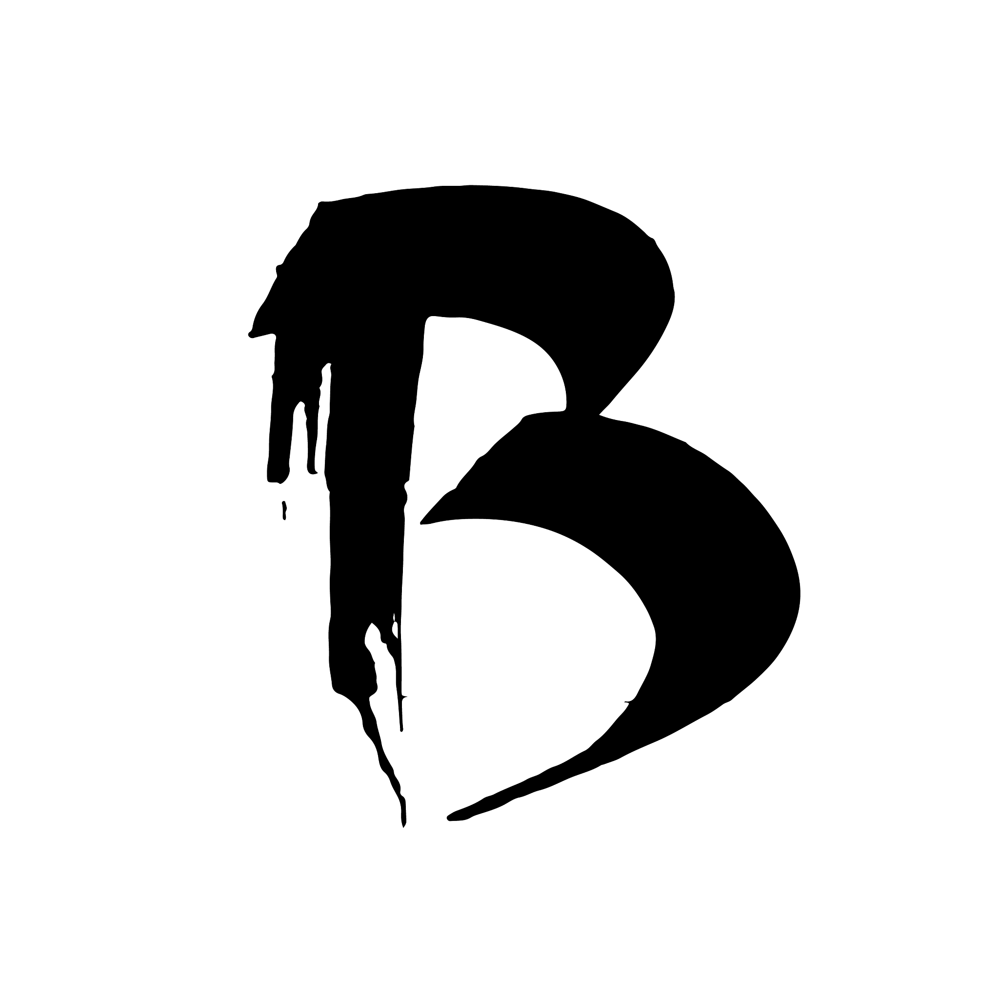letter b handwritten by dry brush rough strokes