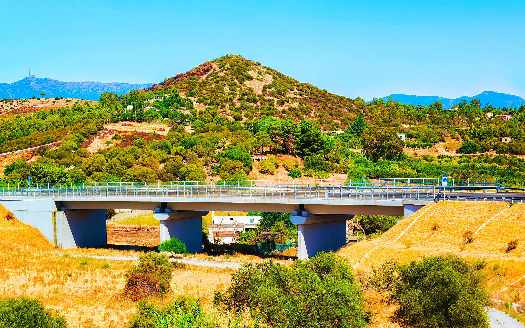 highway and mountains in cagliari sardinia reflex