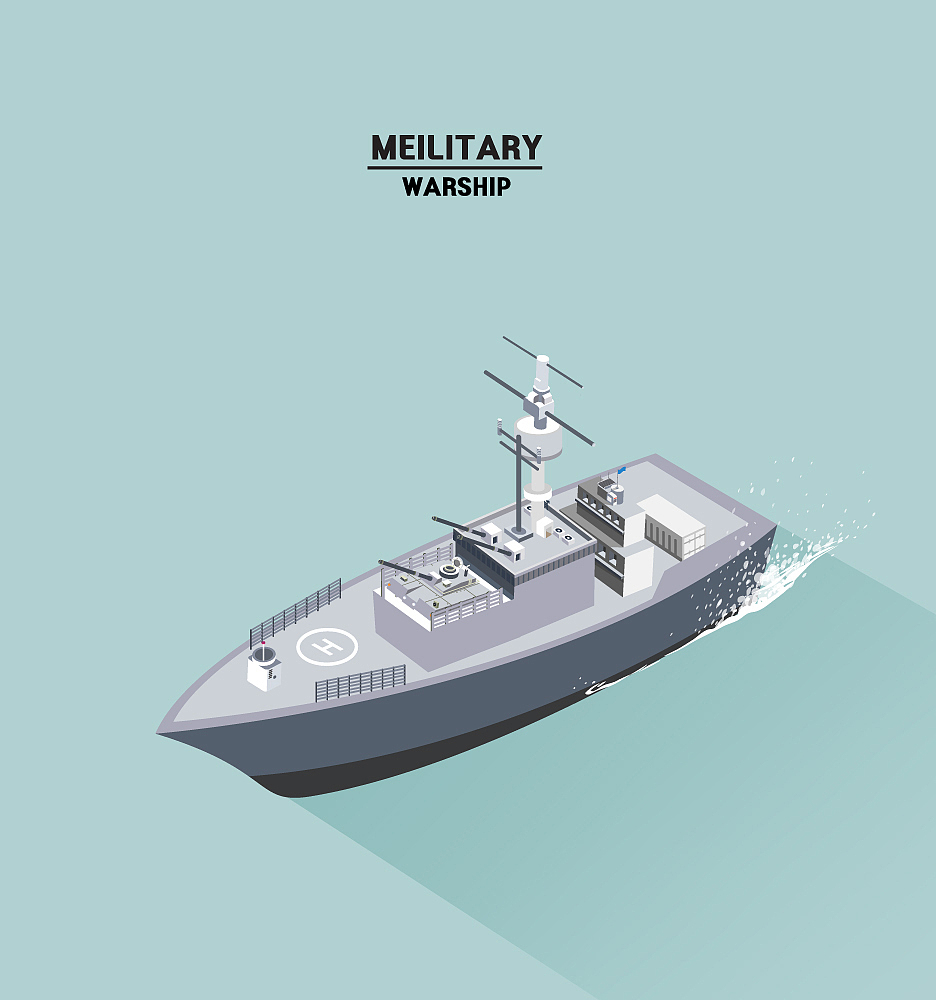 warship in the ocean