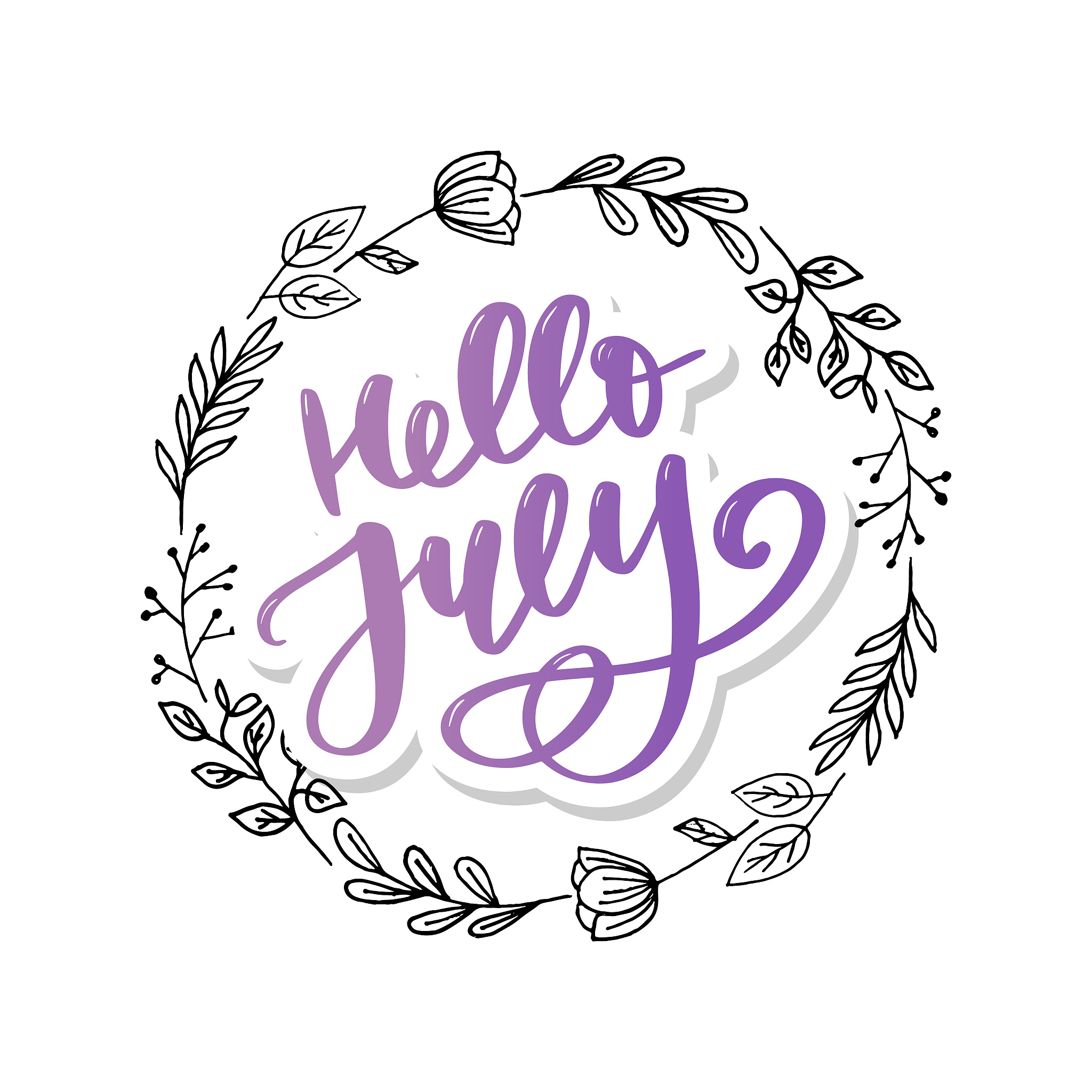 hello july lettering print. summer minimalistic illustration. is