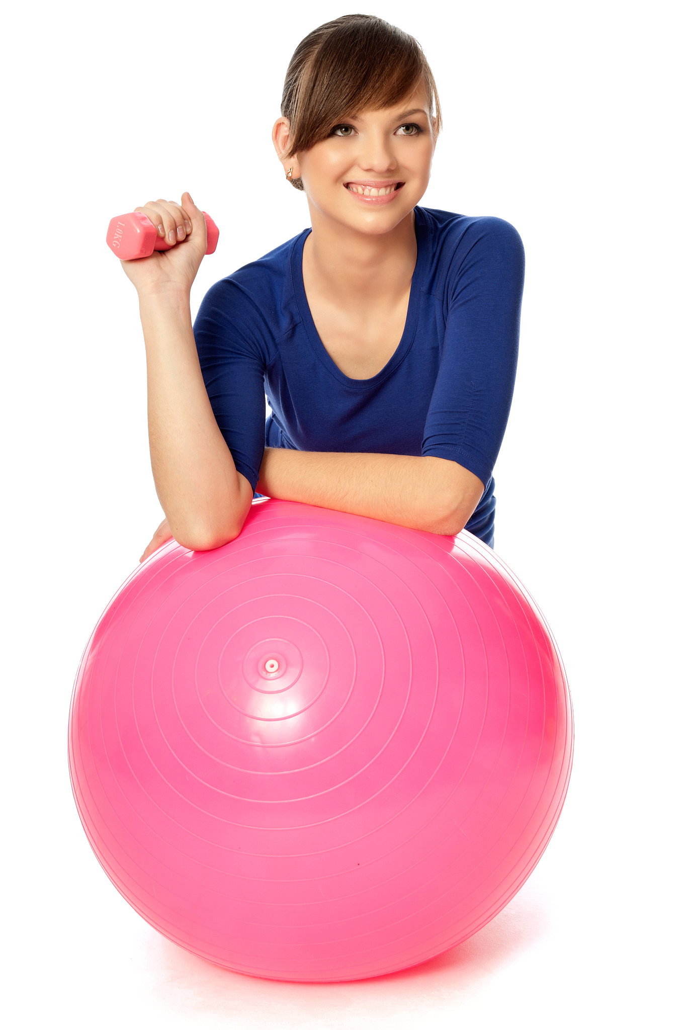 exercises with dumbbells on a gymnastic ball