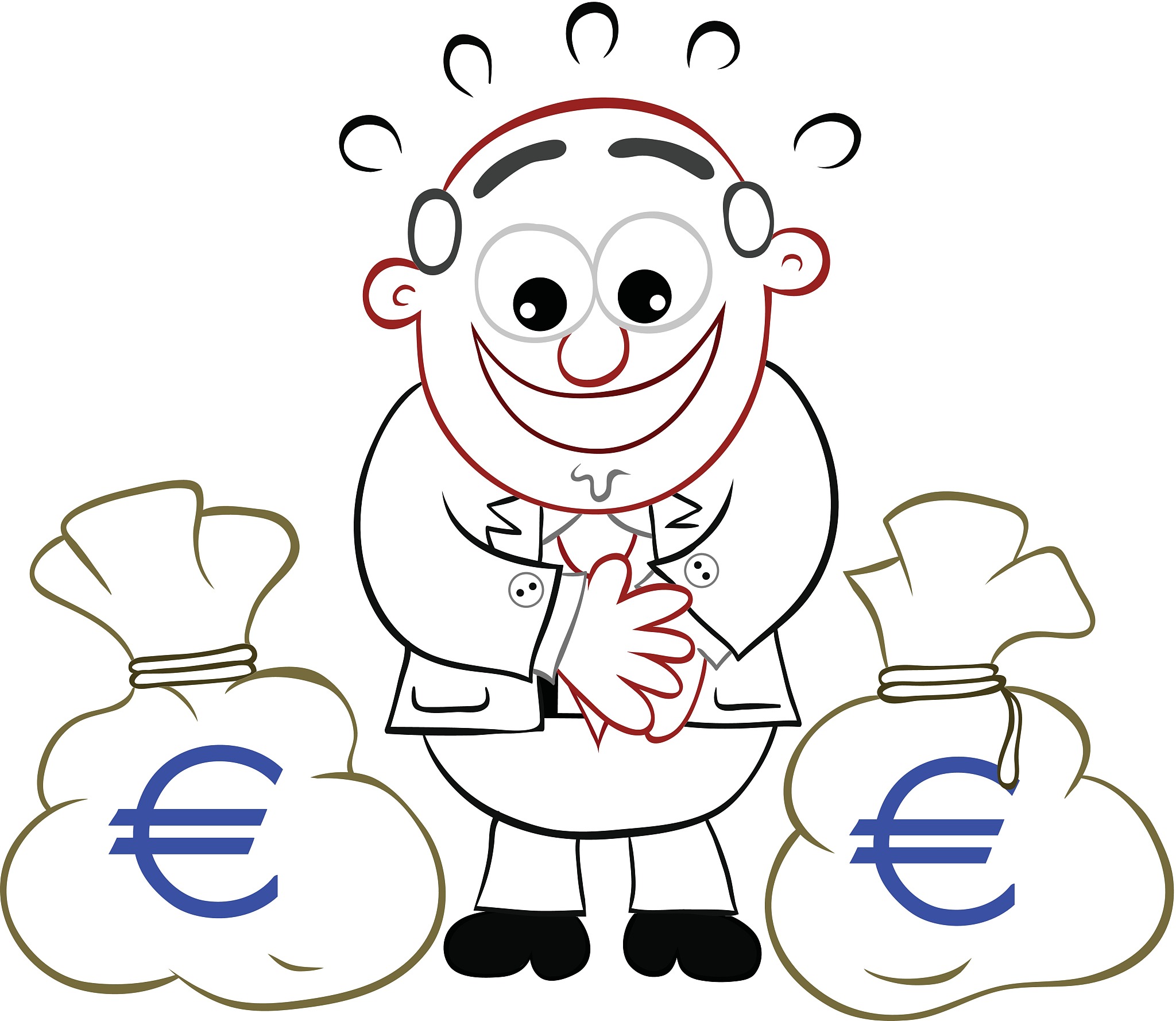boss cartoon with money bags