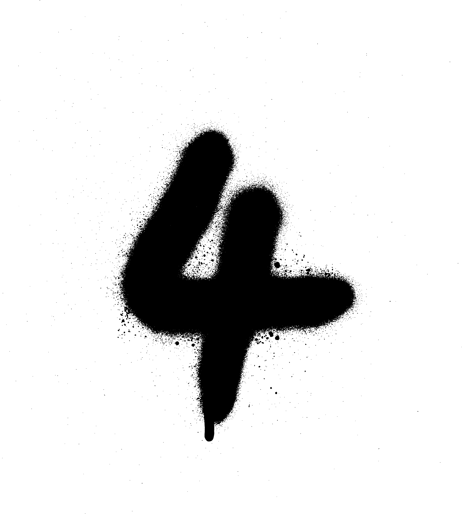 graffiti sprayed number 4 four in black on white