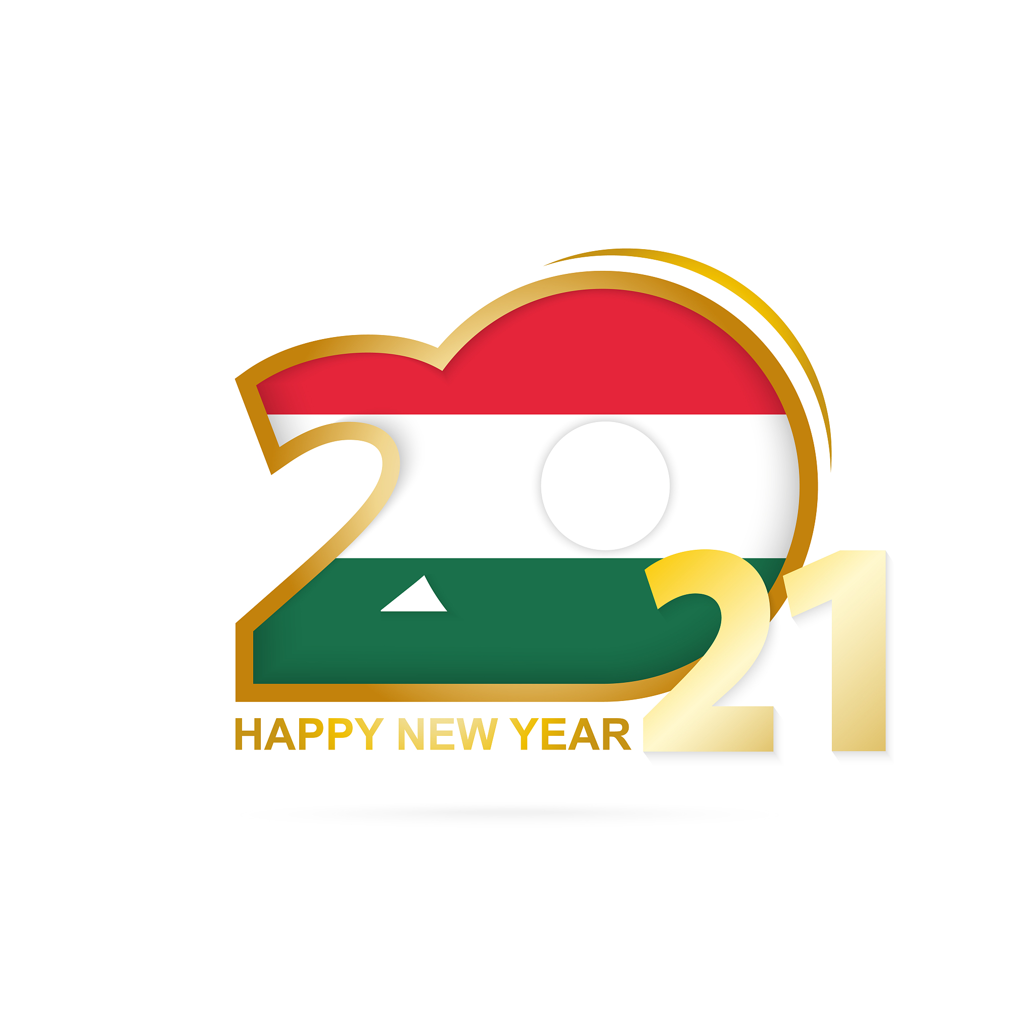 year 2021 with hungary flag pattern. happy new year design.