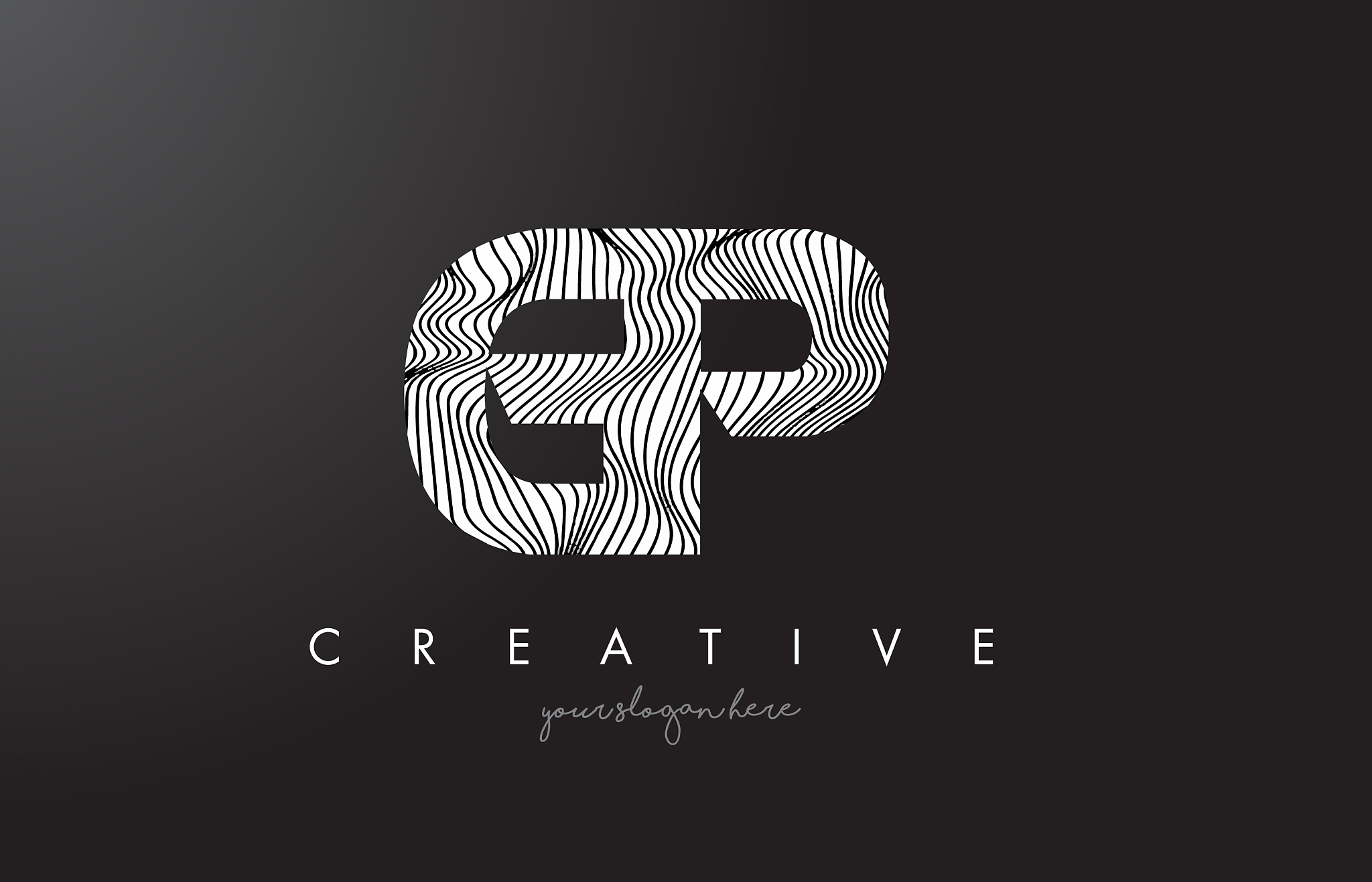 gp g p letter logo with zebra lines texture