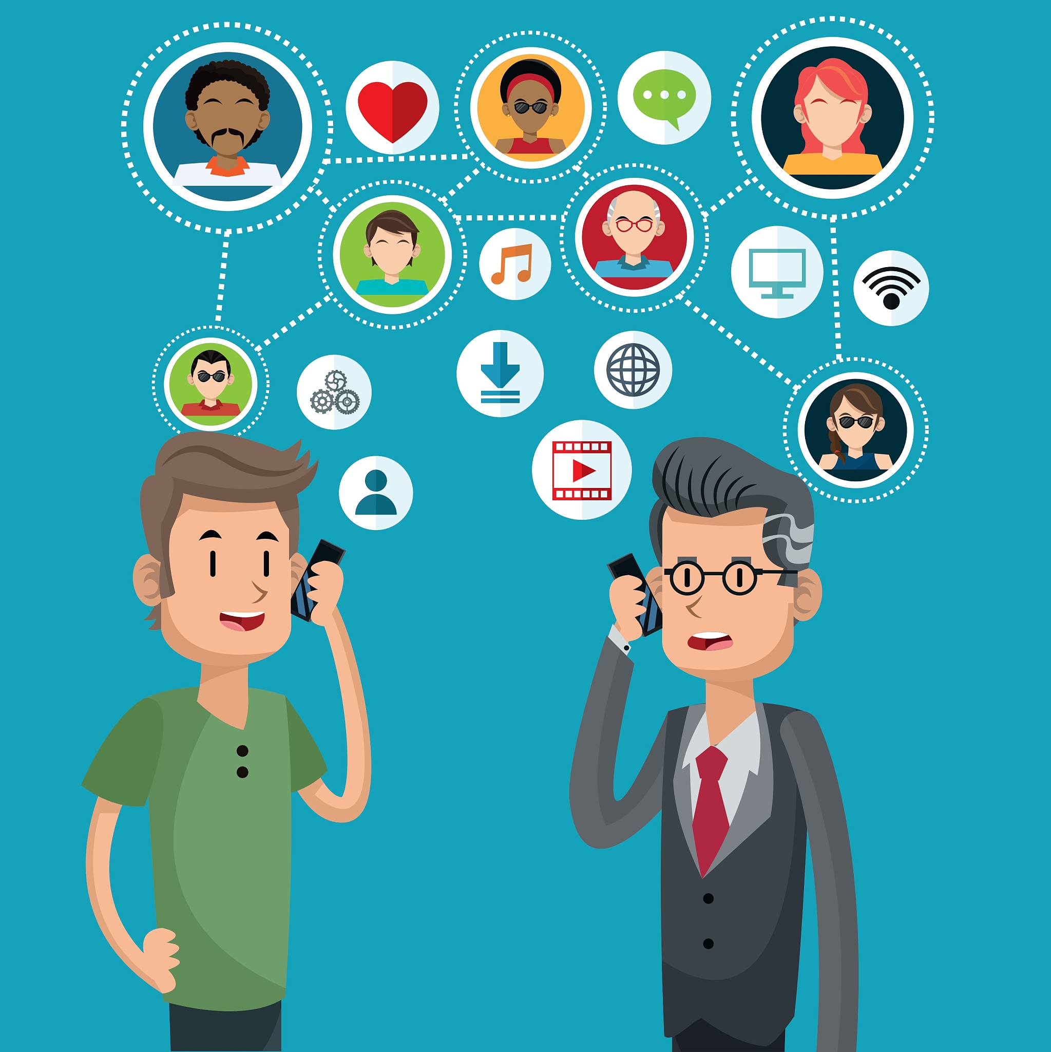 mobile people cartoon design