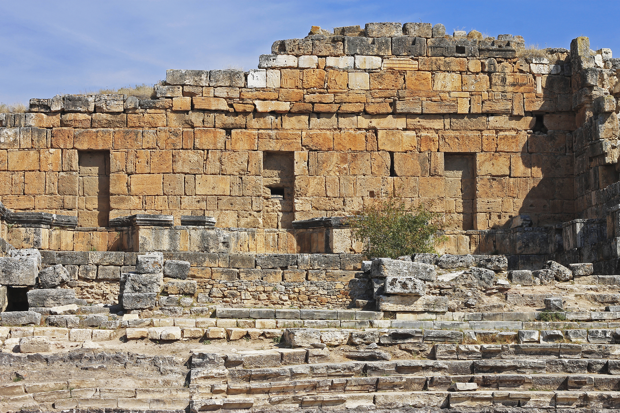 ruins of theater in ancient town hierapolis turkey