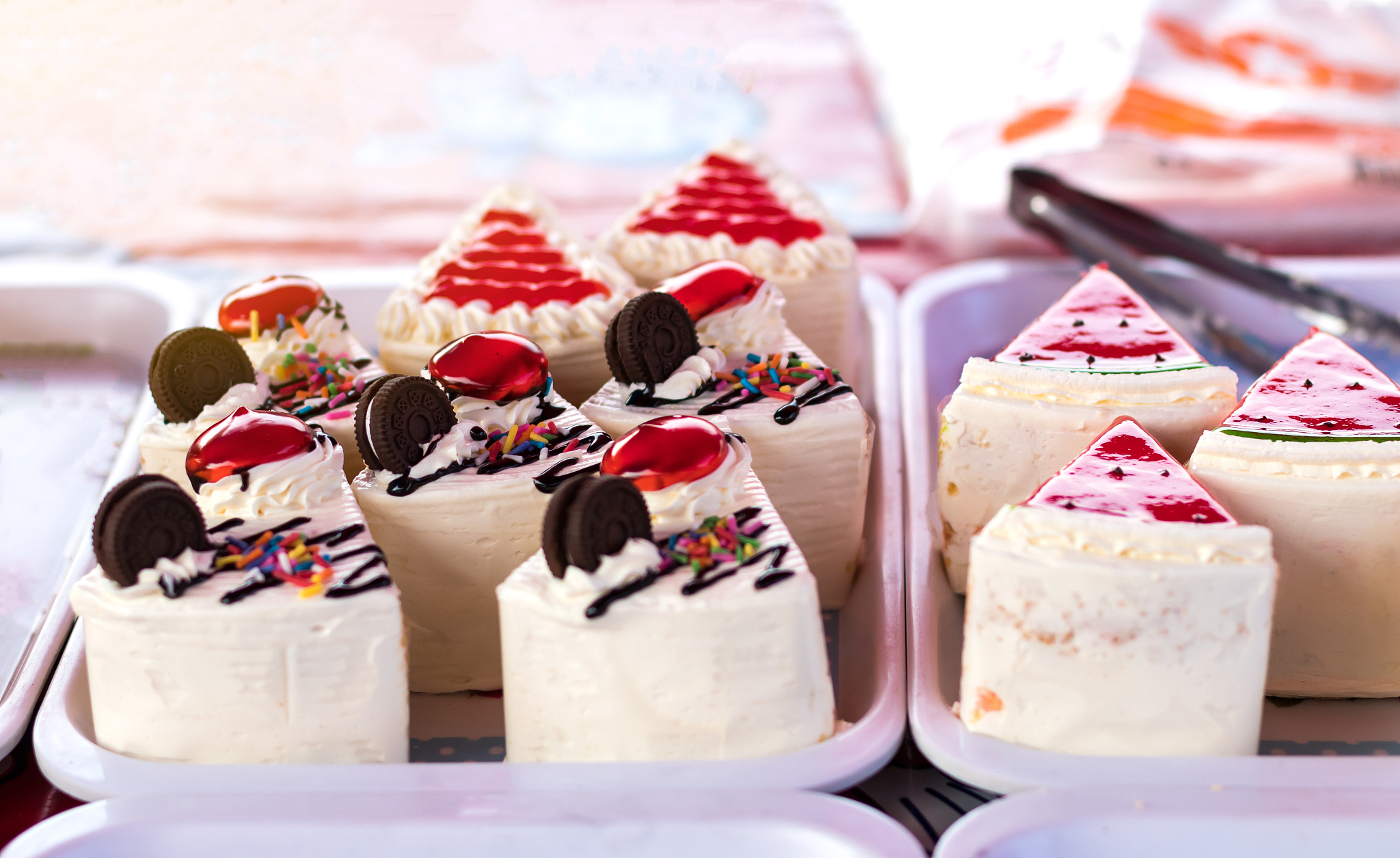 cakes triangular pieces.