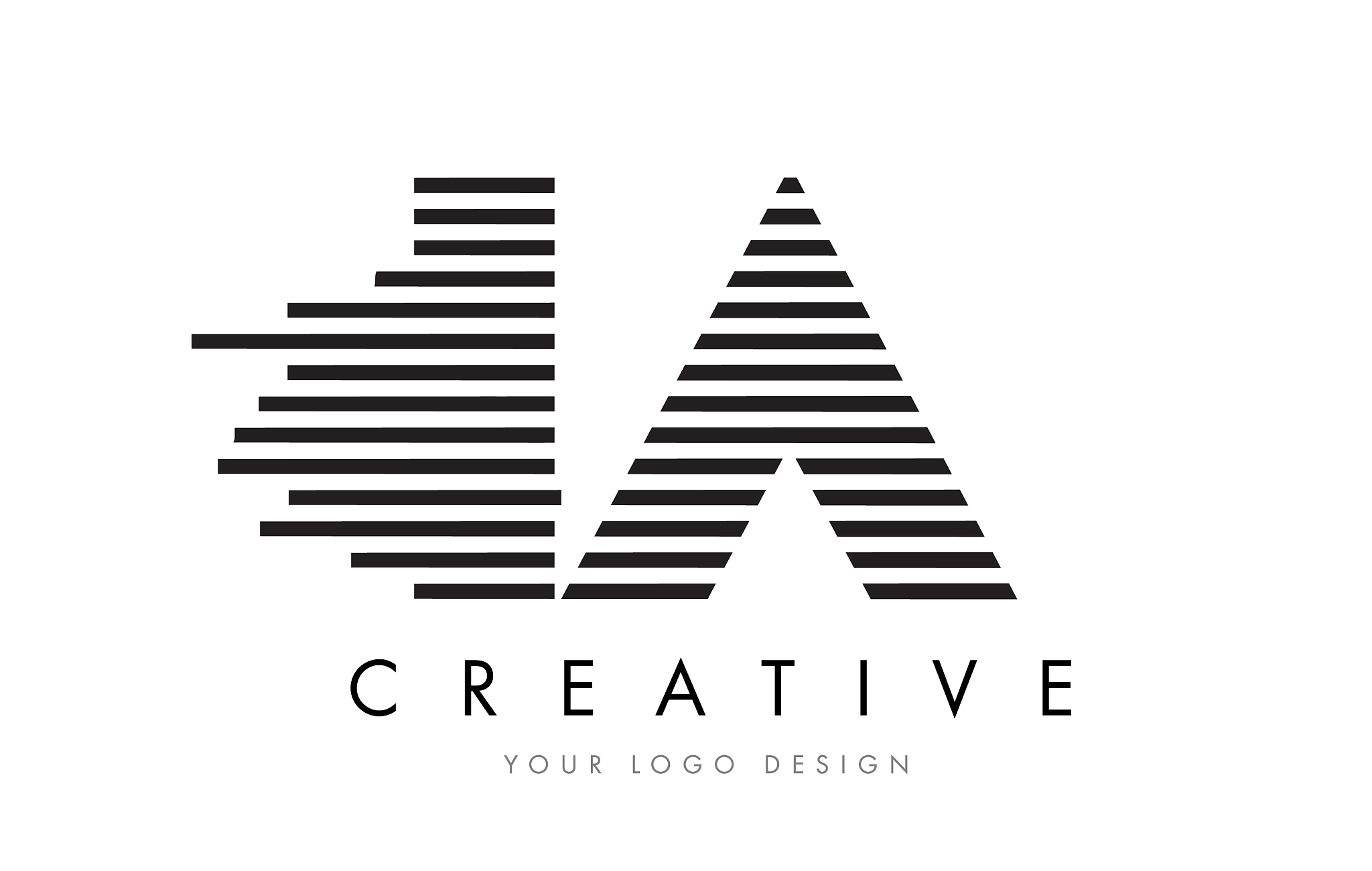 ia i a zebra letter logo design with black and