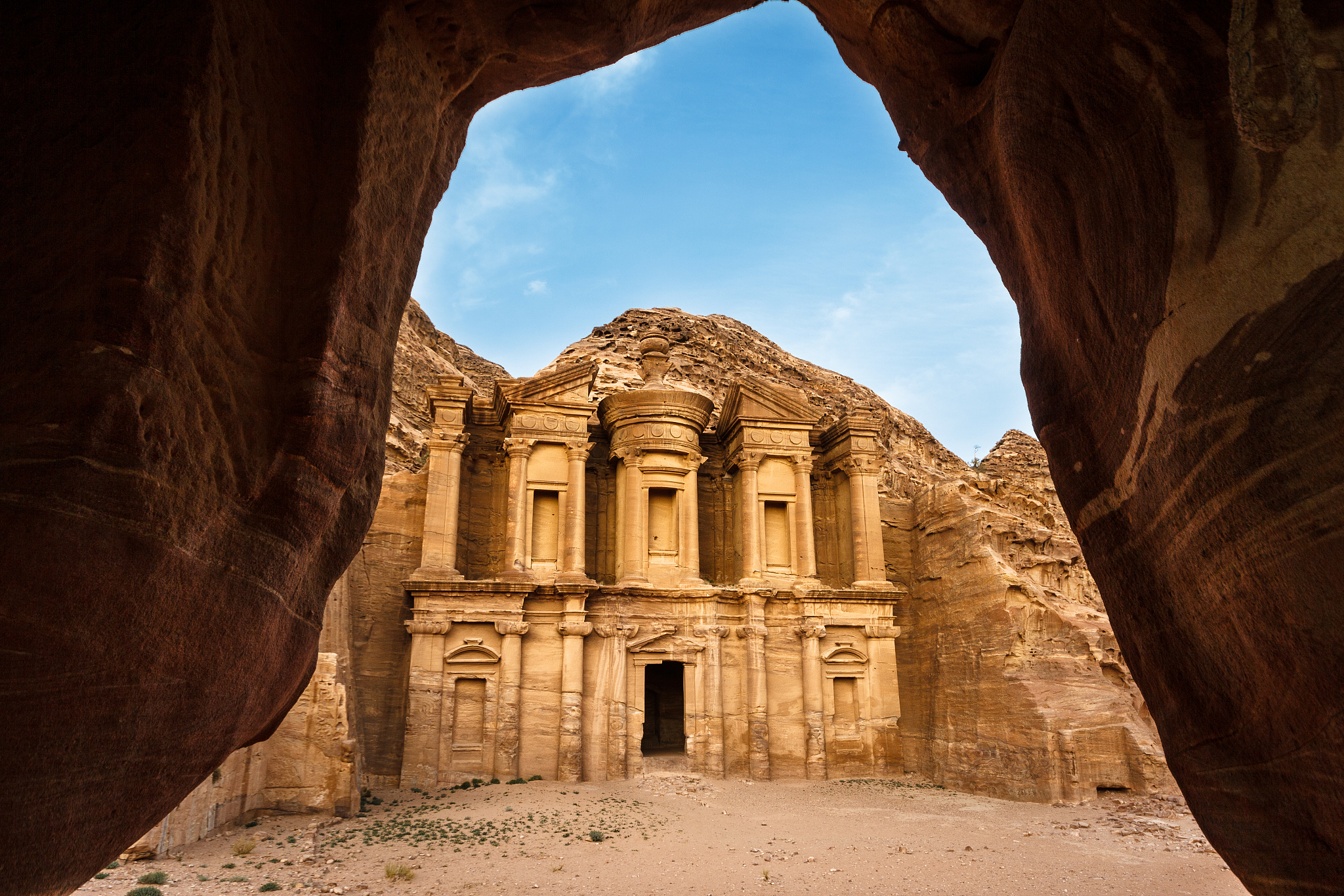 view from cave, petra, nabataean kingdom, jordan