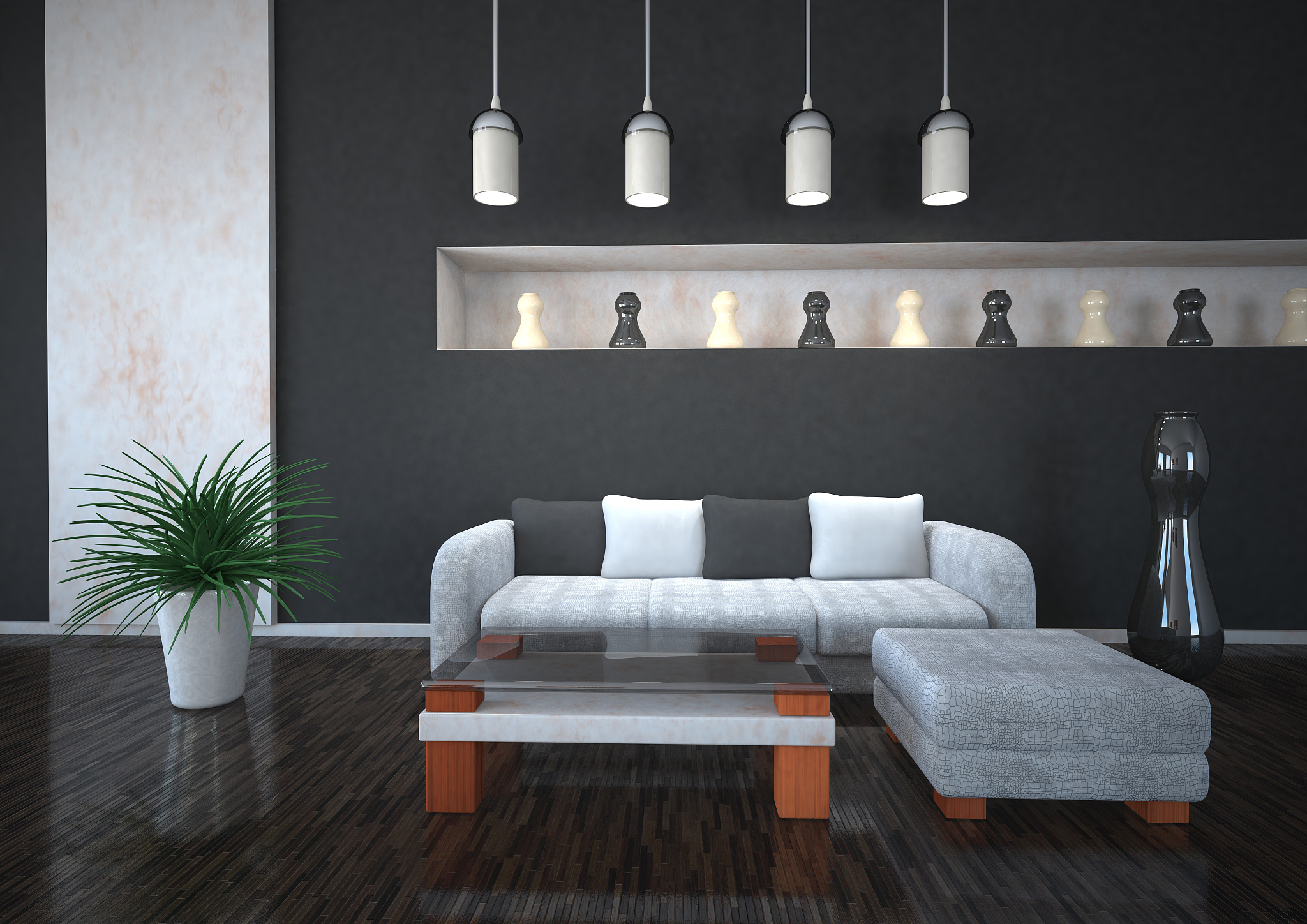 black and white interior design