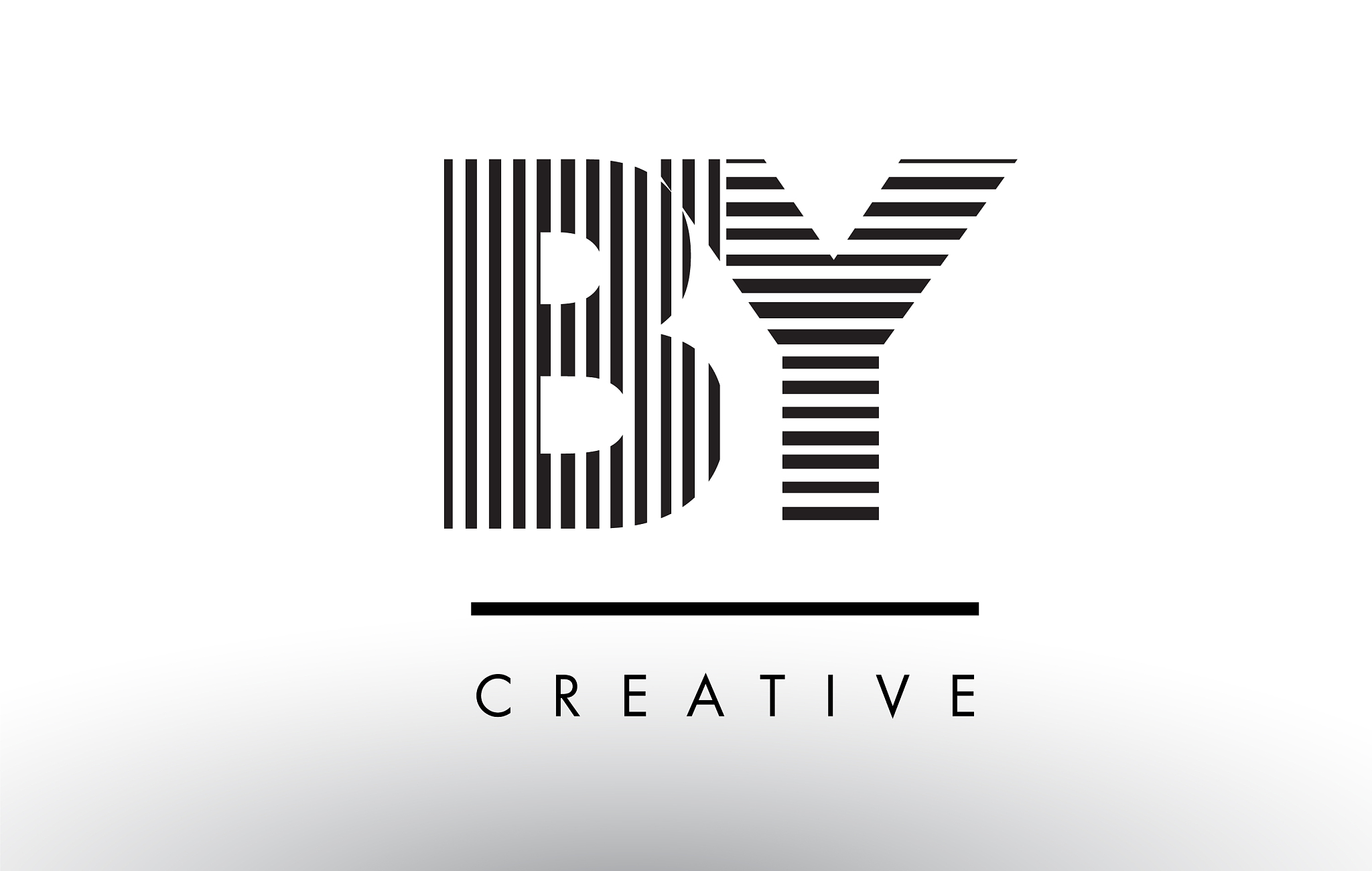 by b y black and white lines letter logo design
