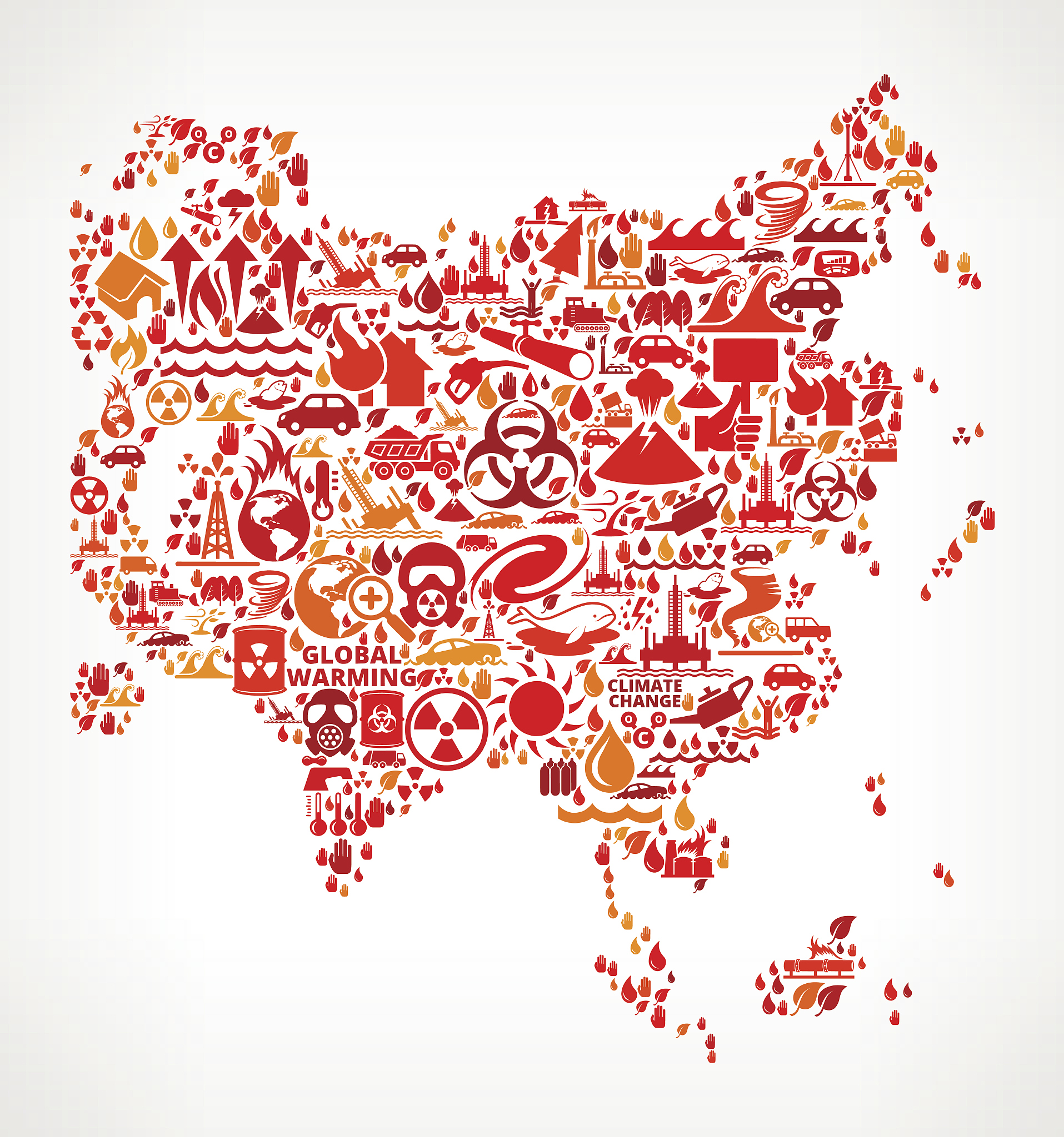 asia global warming climate change vector graphic