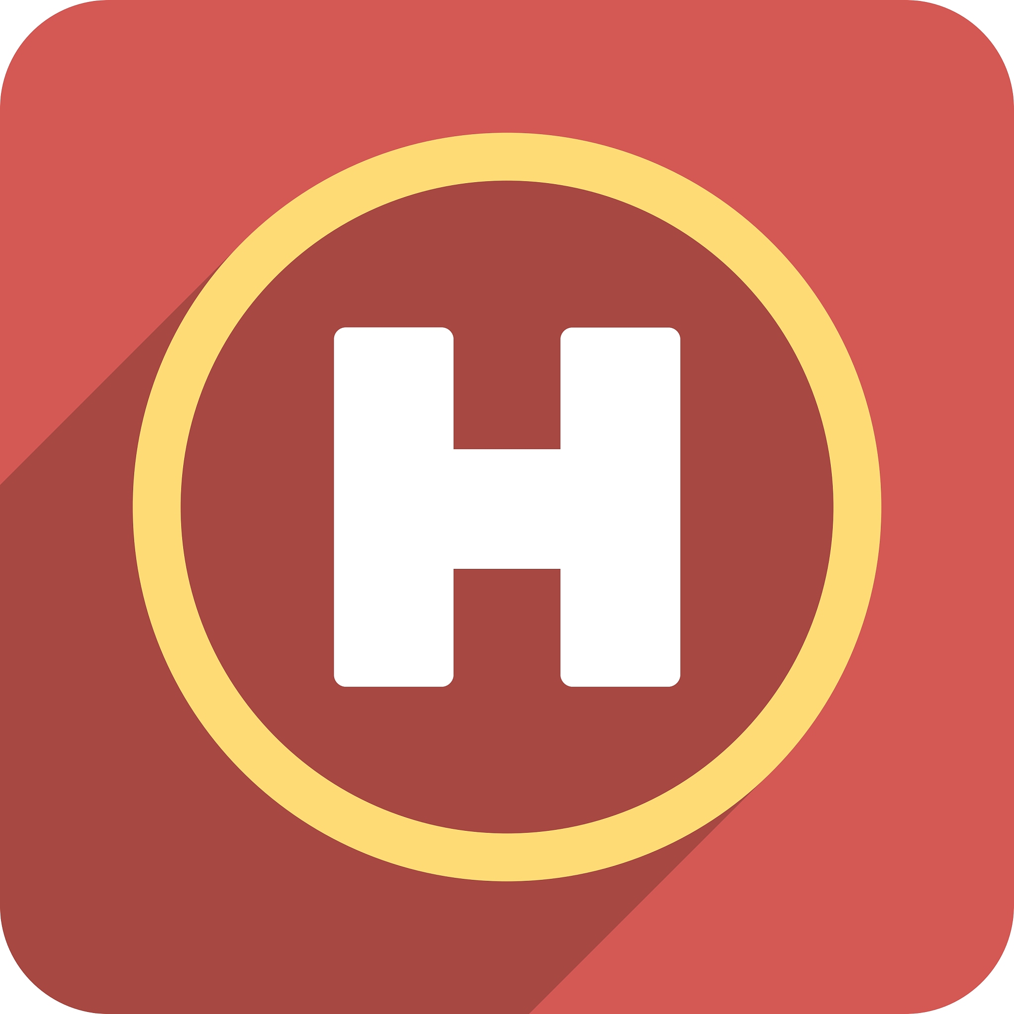 helicopter landing circle flat rounded square icon