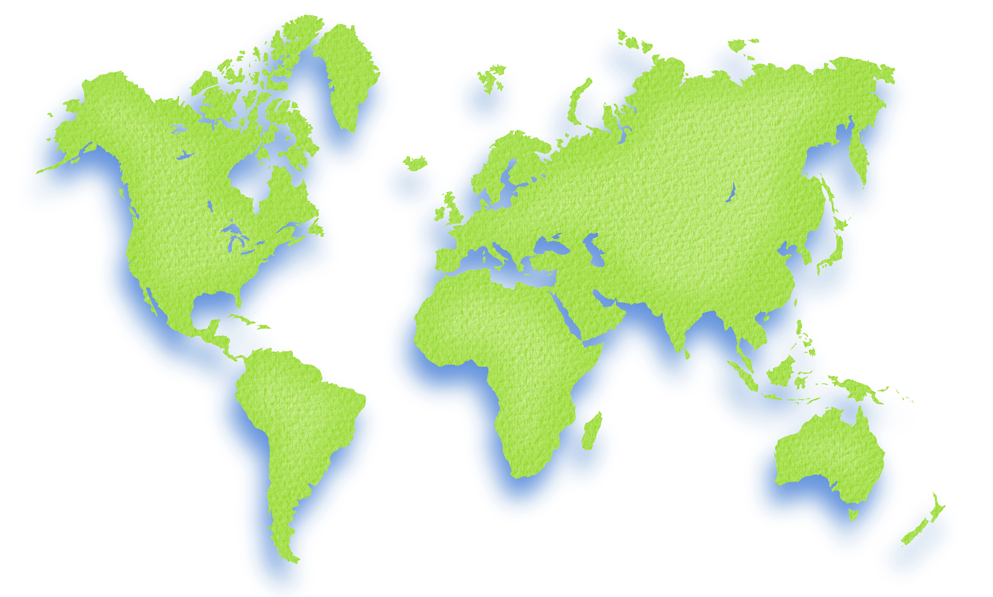 green world map with blue shadow