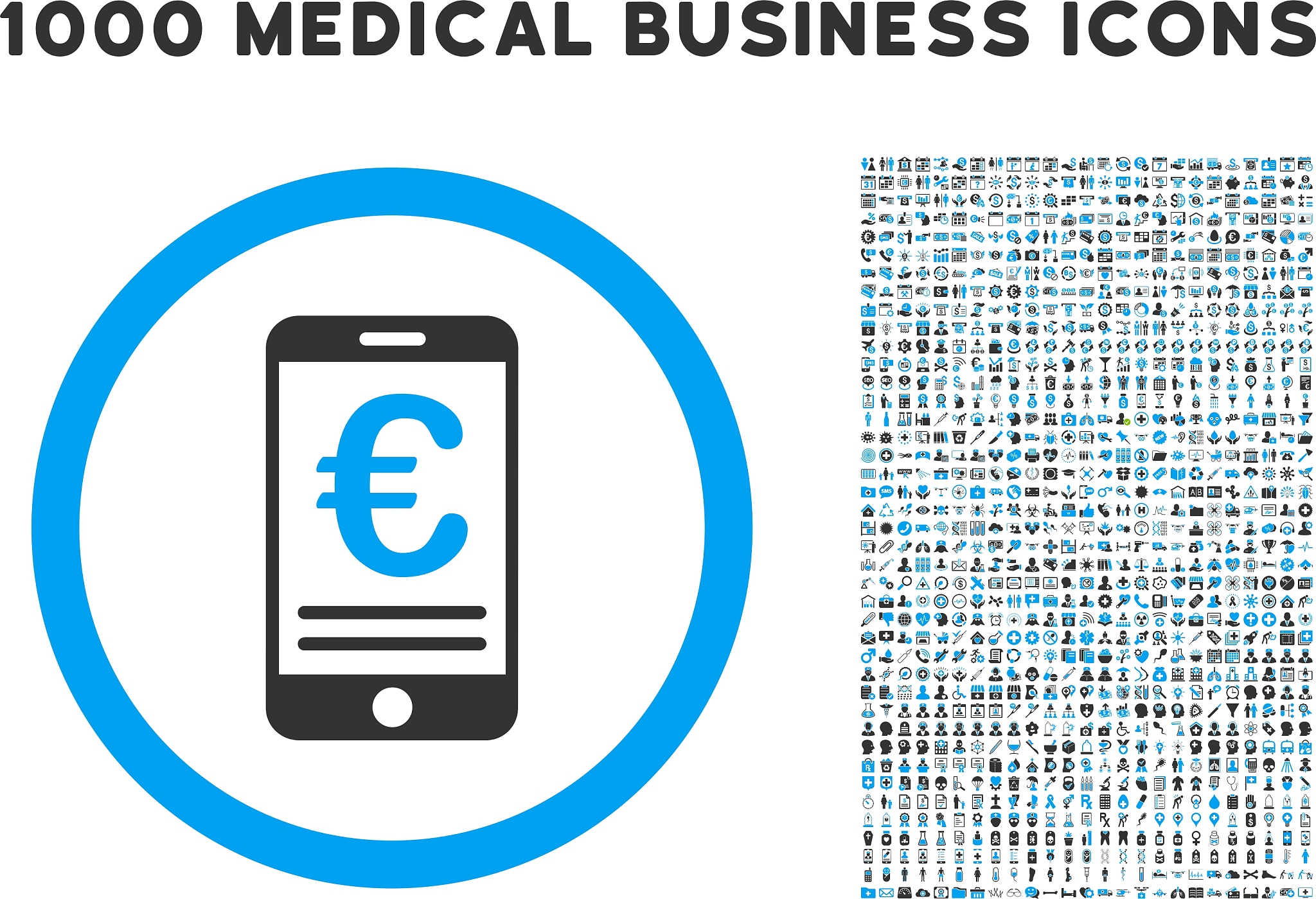 euro mobile bank account icon with 1000 medical