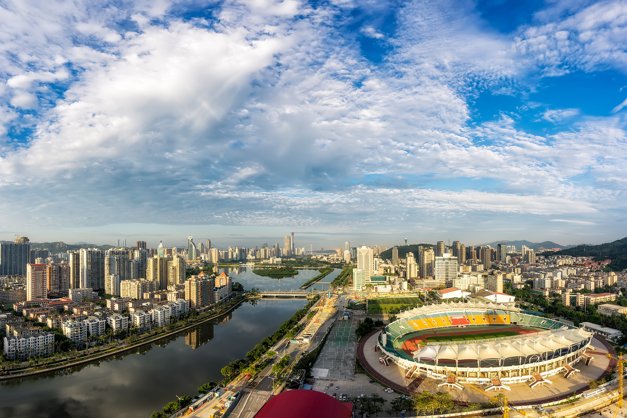 鸟瞰厦门筼筜湖全景