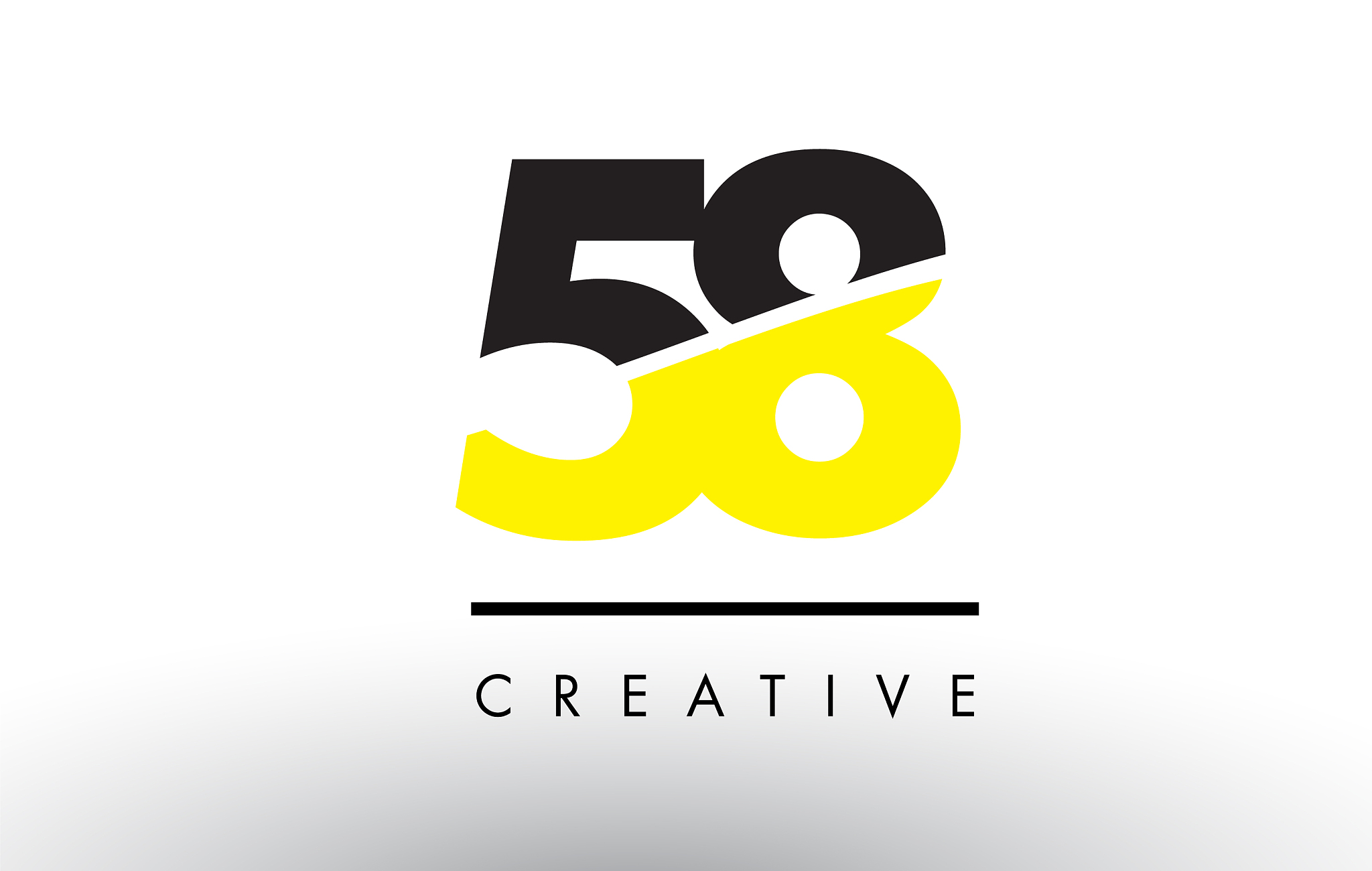 58 black and yellow number logo design