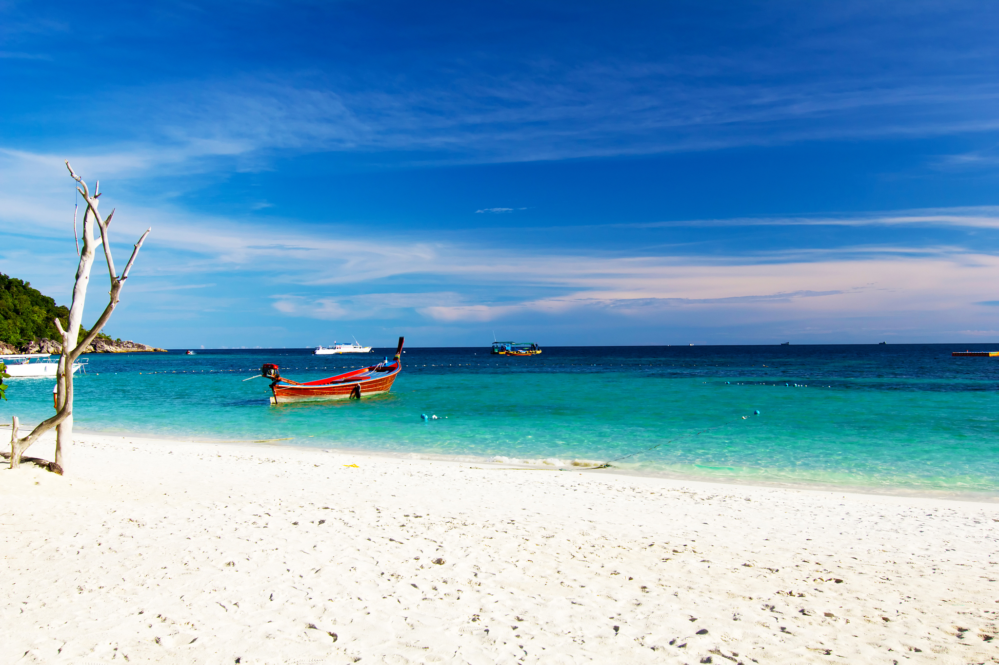 longtail boats at the beautiful beach