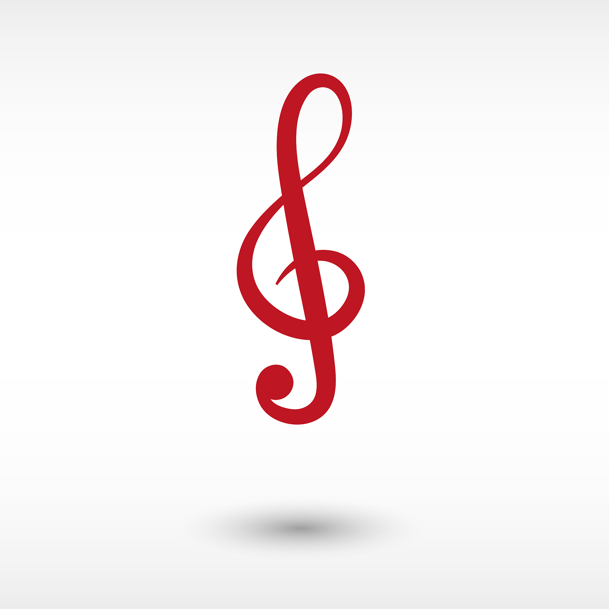 treble clef - red vector  icon with shadow