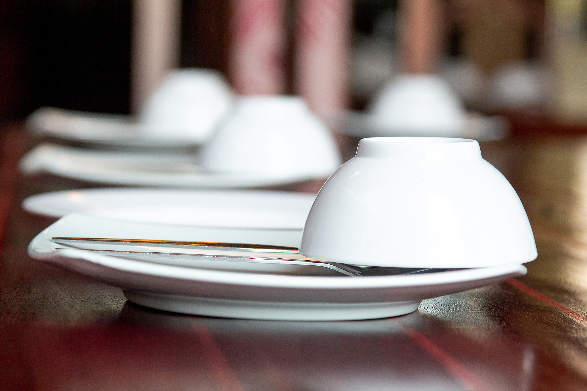 dinner plate setting side view.