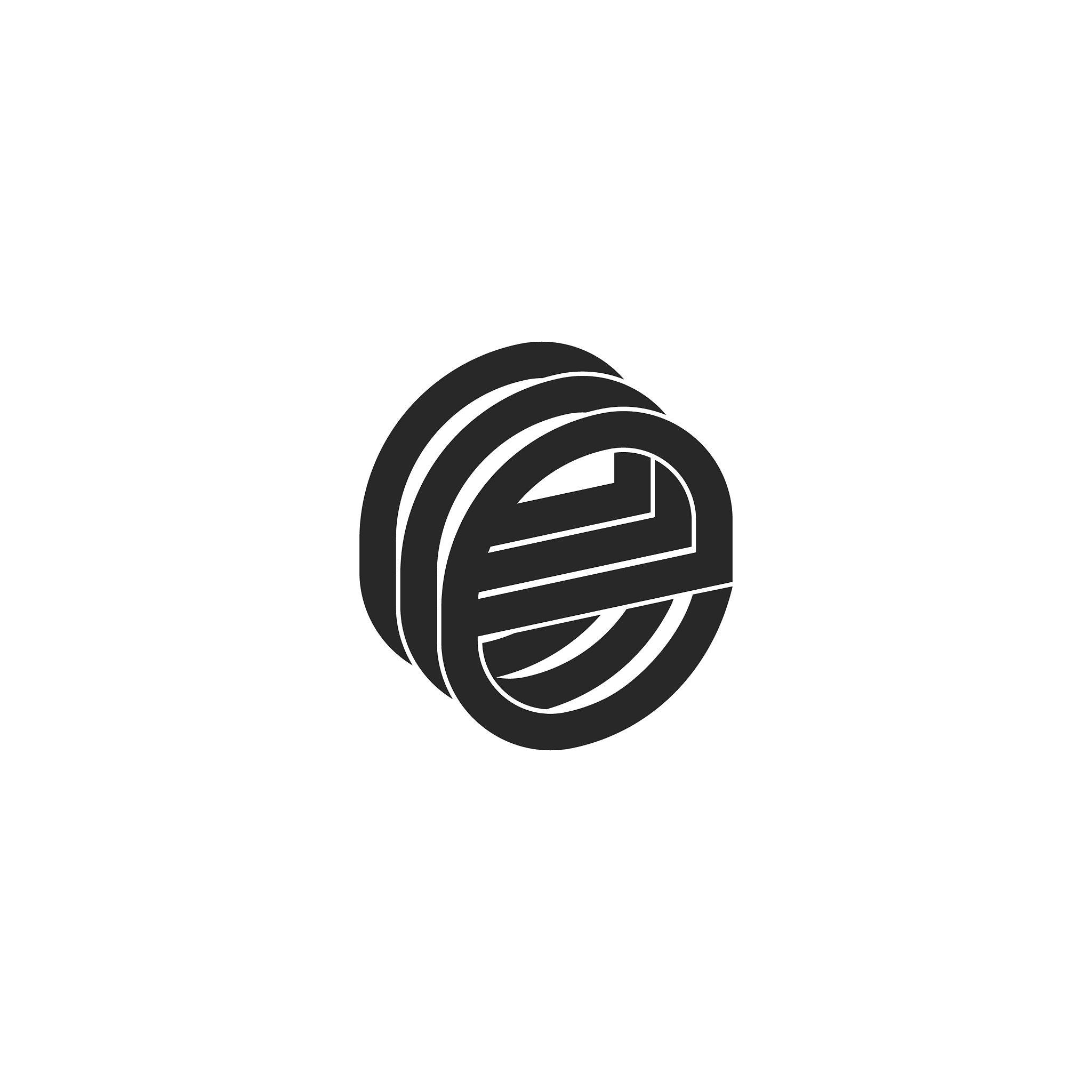 letter e logo monogram isometric form three