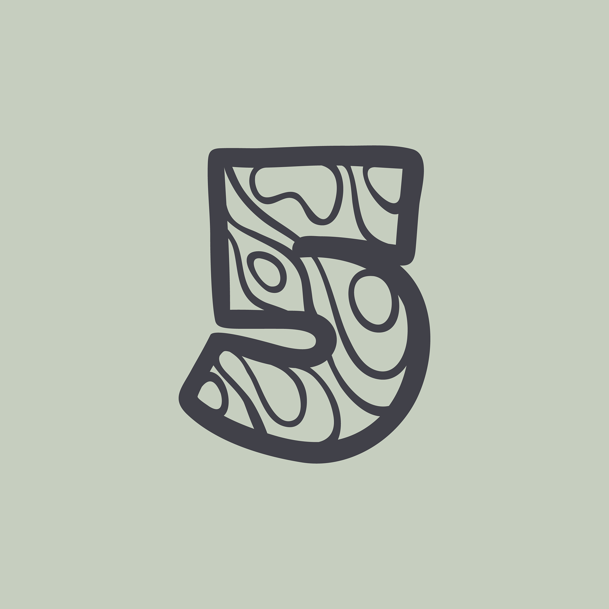 number five logo with waves line pattern