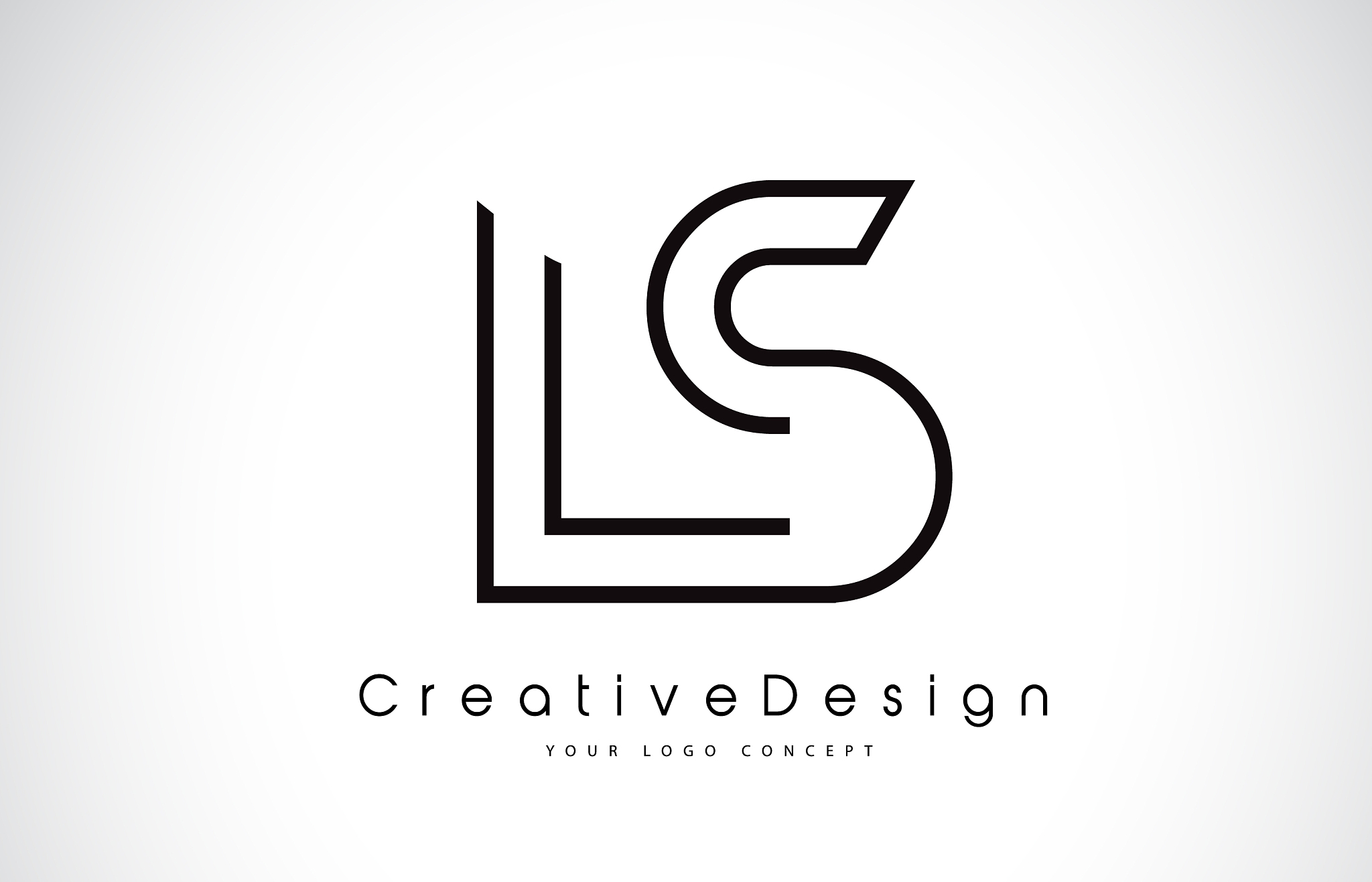 ls l s letter logo design in black colors