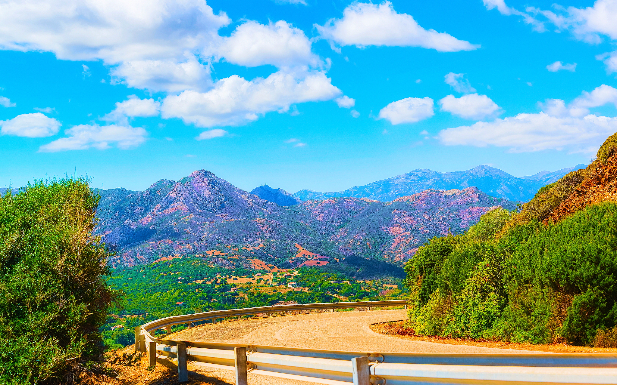road and mountains at buggerru sardinia reflex