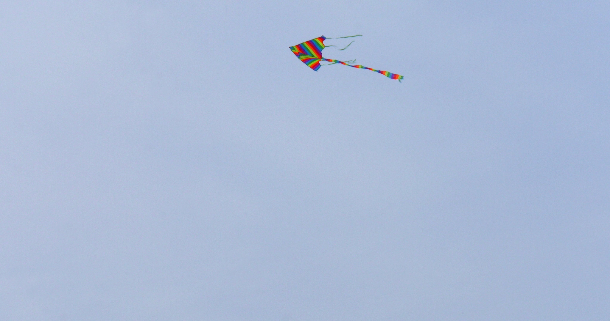 colorful kite flying in blue sky. toy for fun and leisure activi