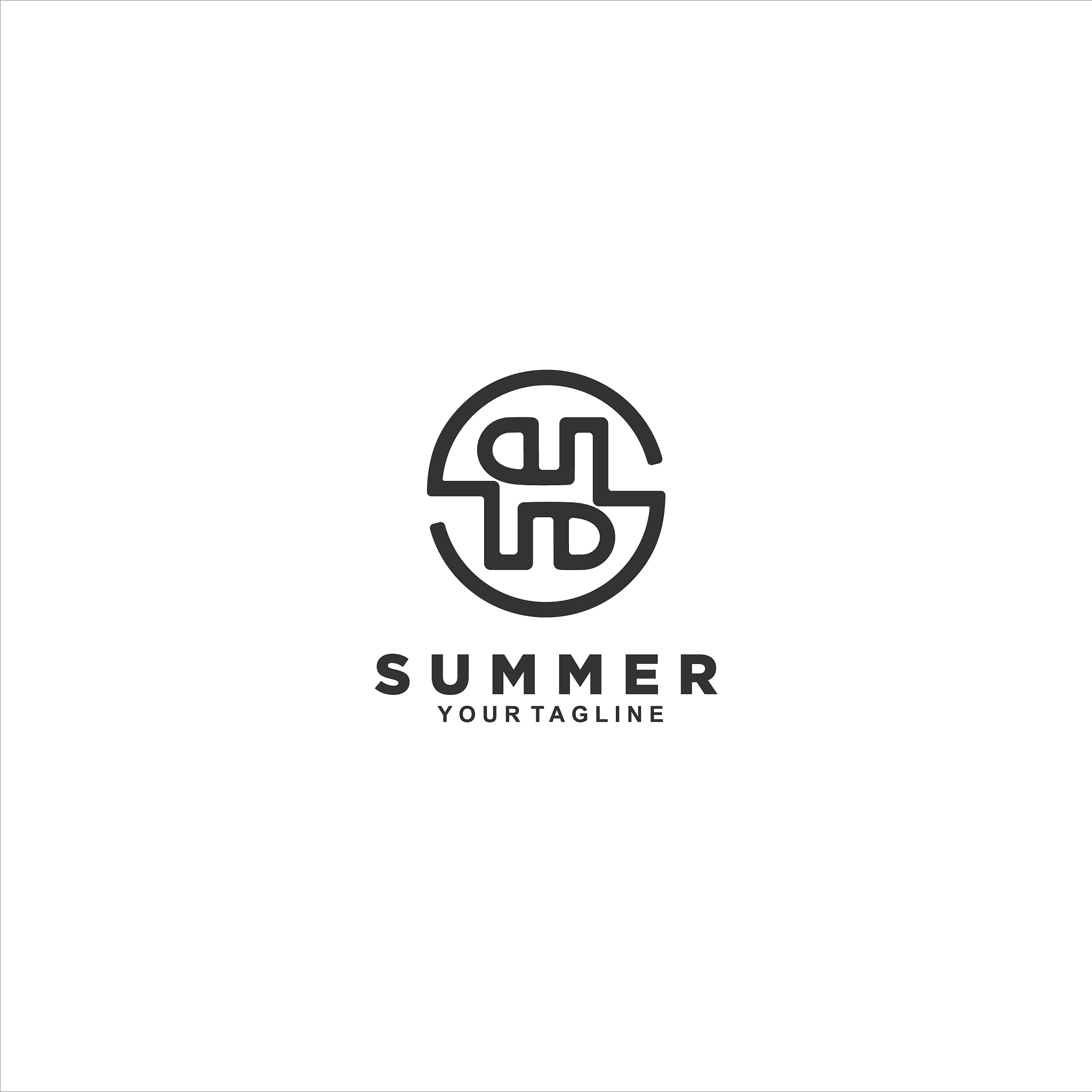 initial black and white logo design