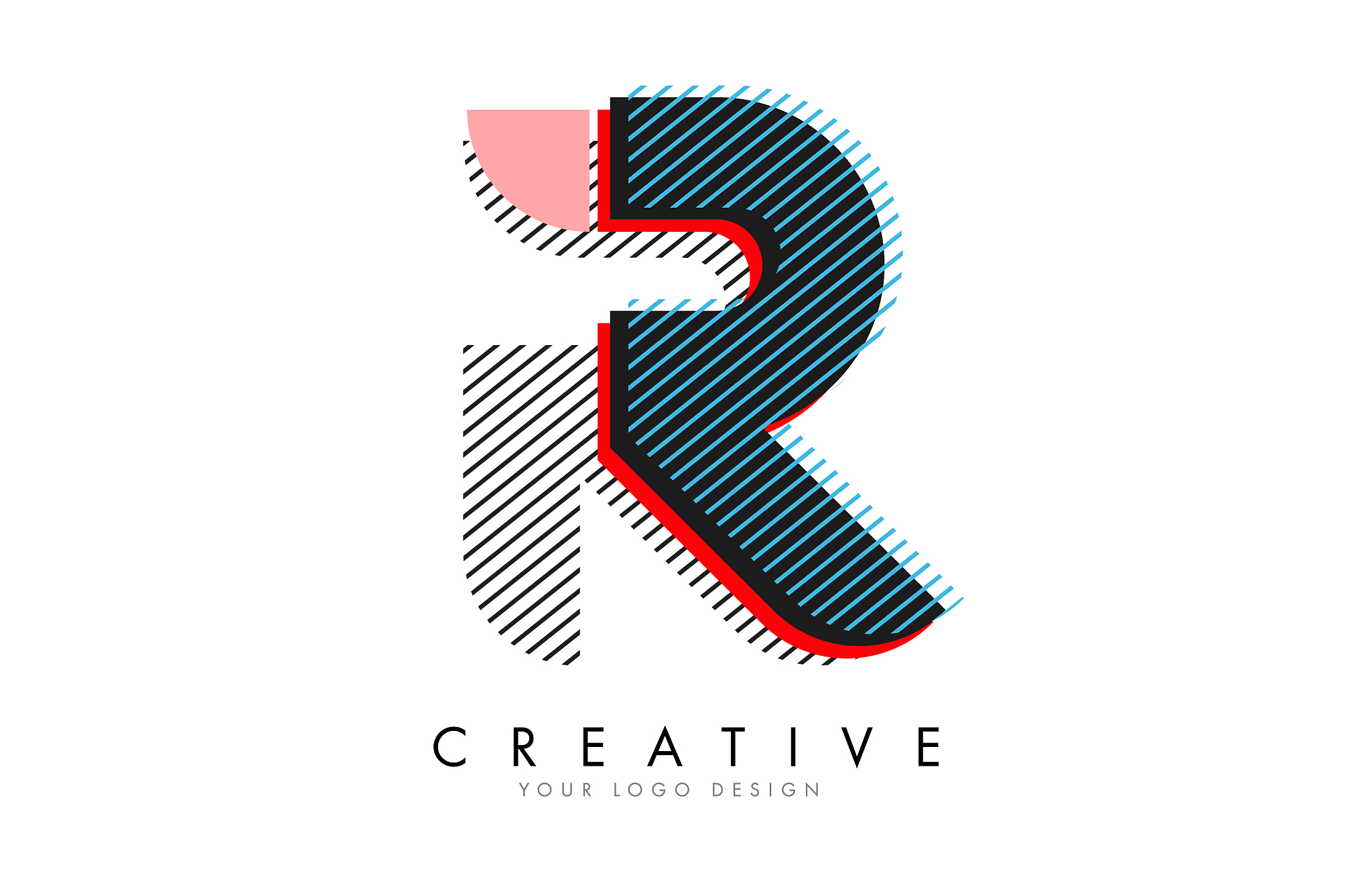 r letter with an abstract pop art logo design
