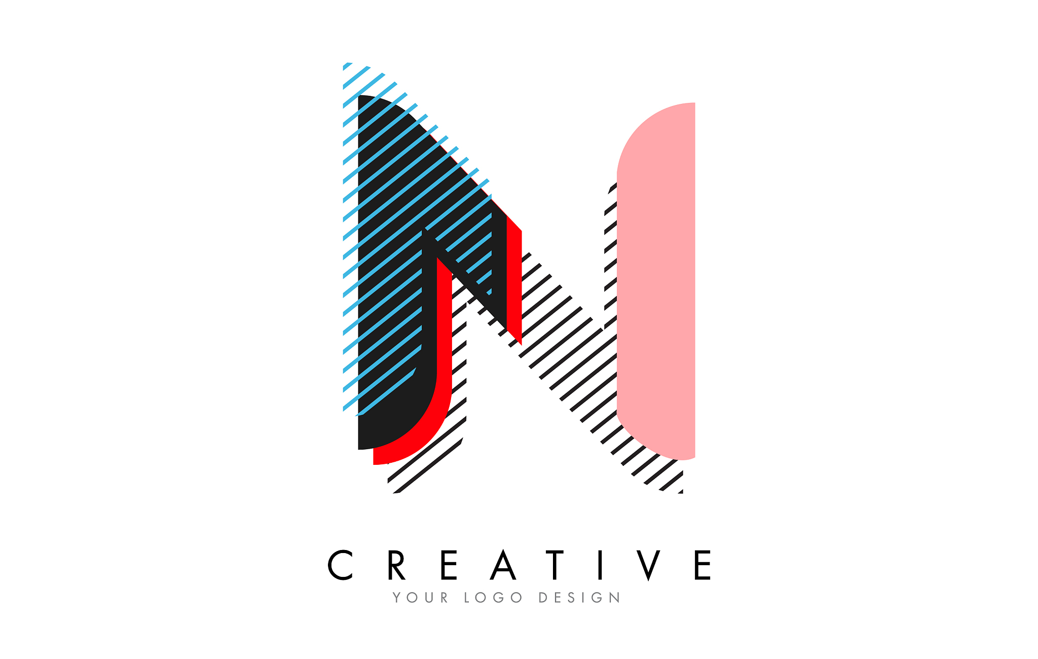 n letter with an abstract pop art logo design