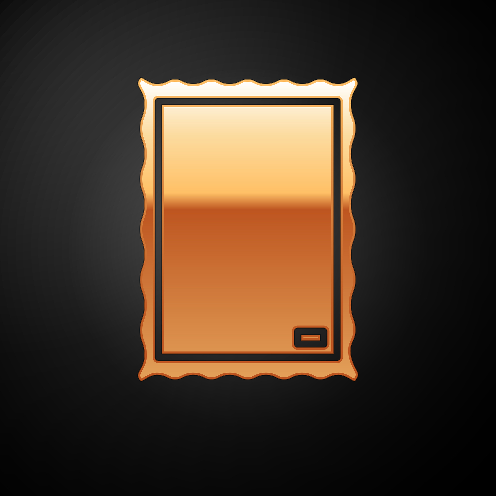 gold picture icon isolated on black background