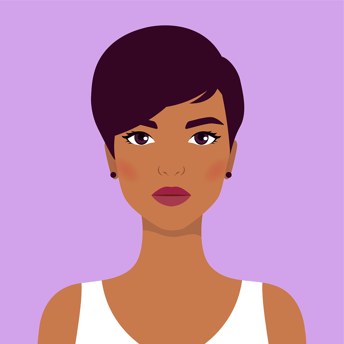 一个紫色眼睛紫色头发短发的女孩她脸上有紫色倒三角的印记漫画风格在雨天的小巷里仰视角她很悲伤