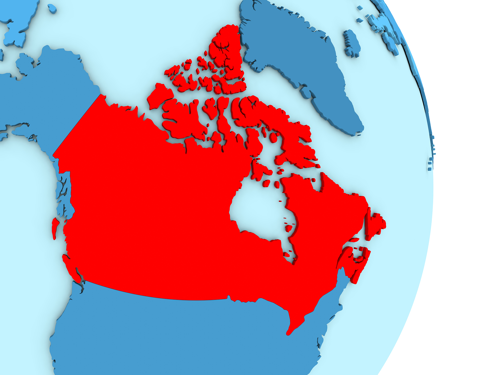 canada on blue political globe